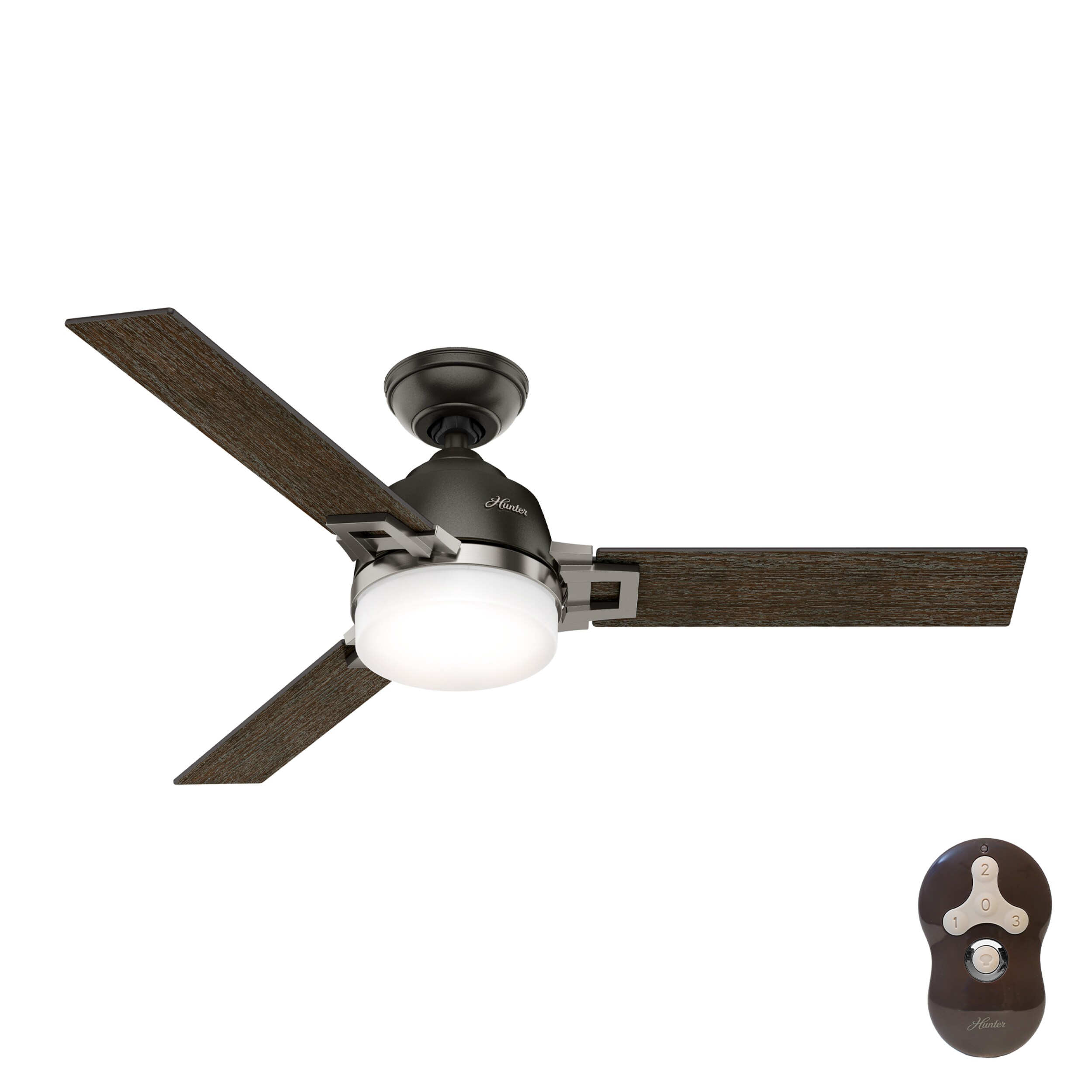 48'' Brushed Nickel 3-Blade Ceiling Fan with LED Light and Remote