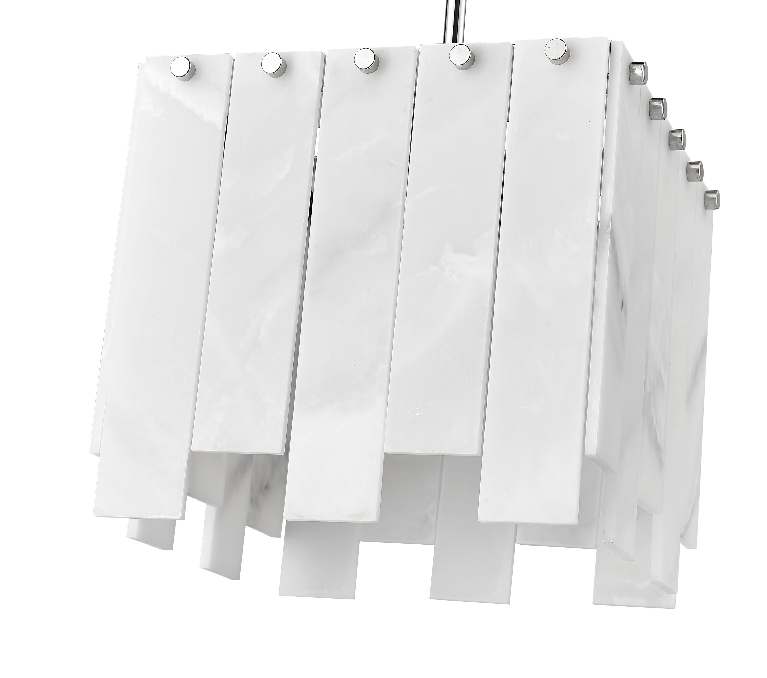 Art Deco Minimalist Alabaster & Polished Nickel Pendant Light