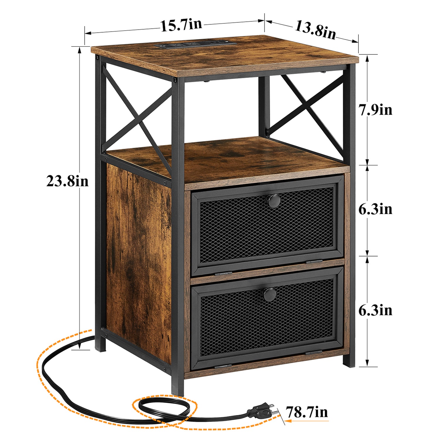 Vecelo LOE-XF-NS23-BRN-A2 nightstands - View #3