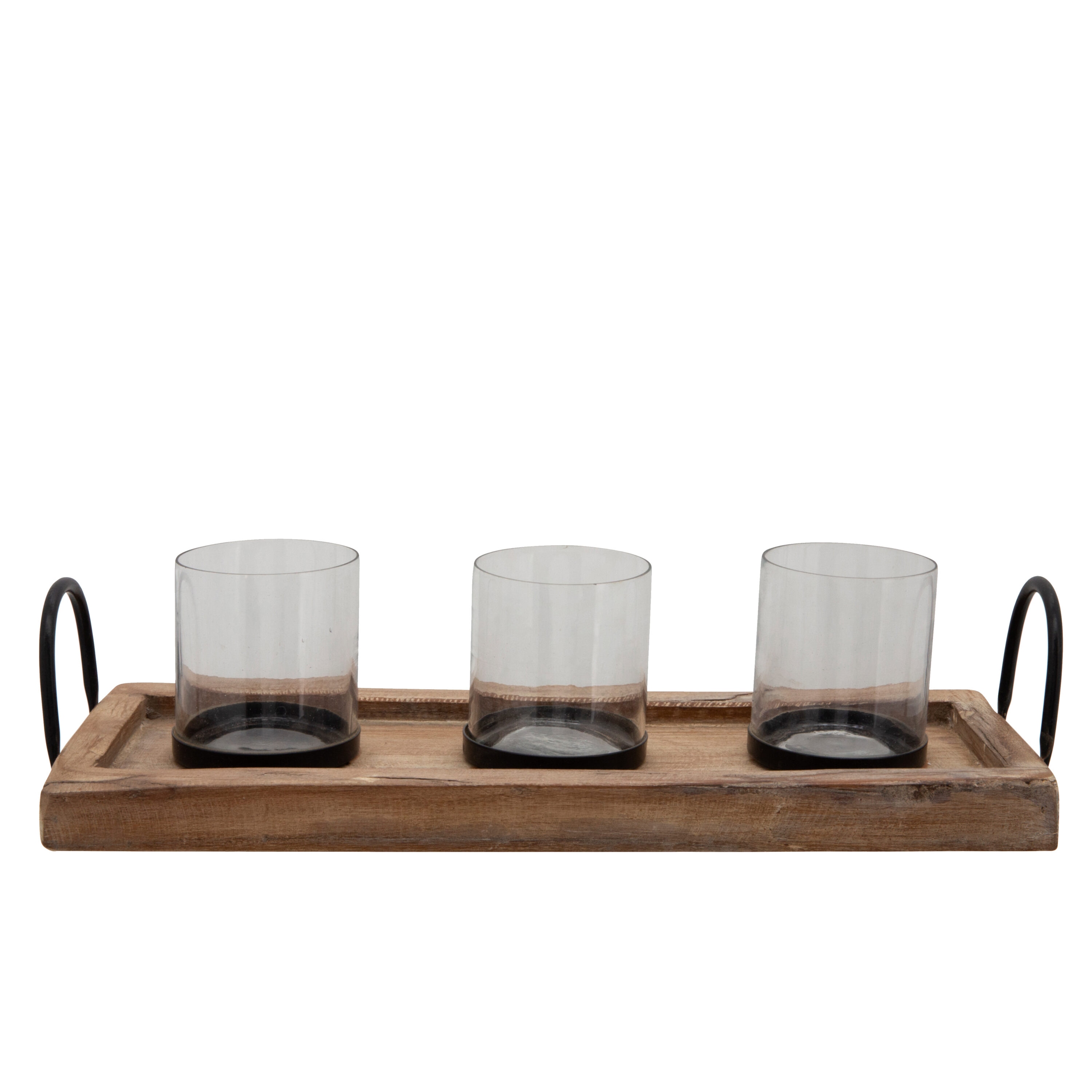 Sagebrook Home 15528 1 Candle Wood Pillar Candle Holder