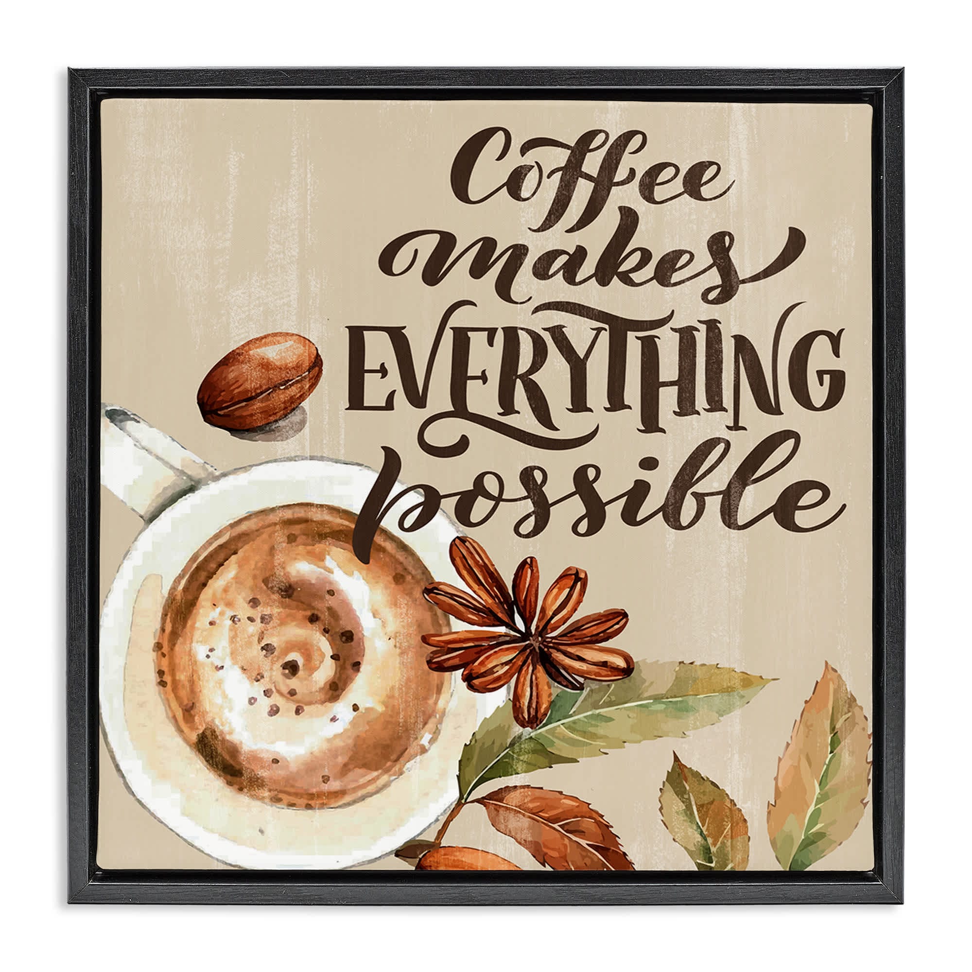 Stupell Industries BS-478-FFB-24X24 Rustic Coffee Makes Possible Black Framed Floater Canvas Wall Art By Kim Allen 25 x 25