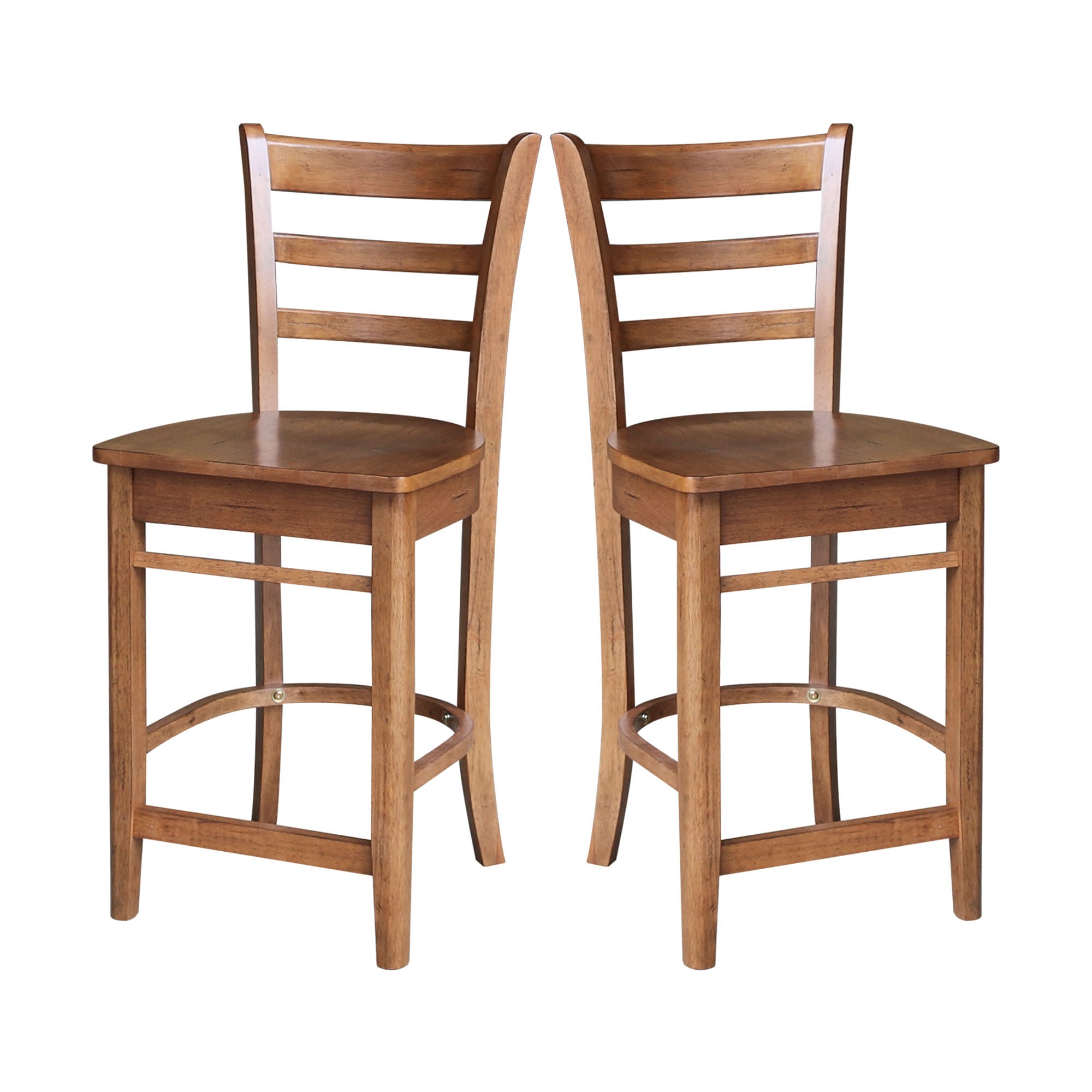 Emily Distressed Oak Solid Wood Counter Height Stool