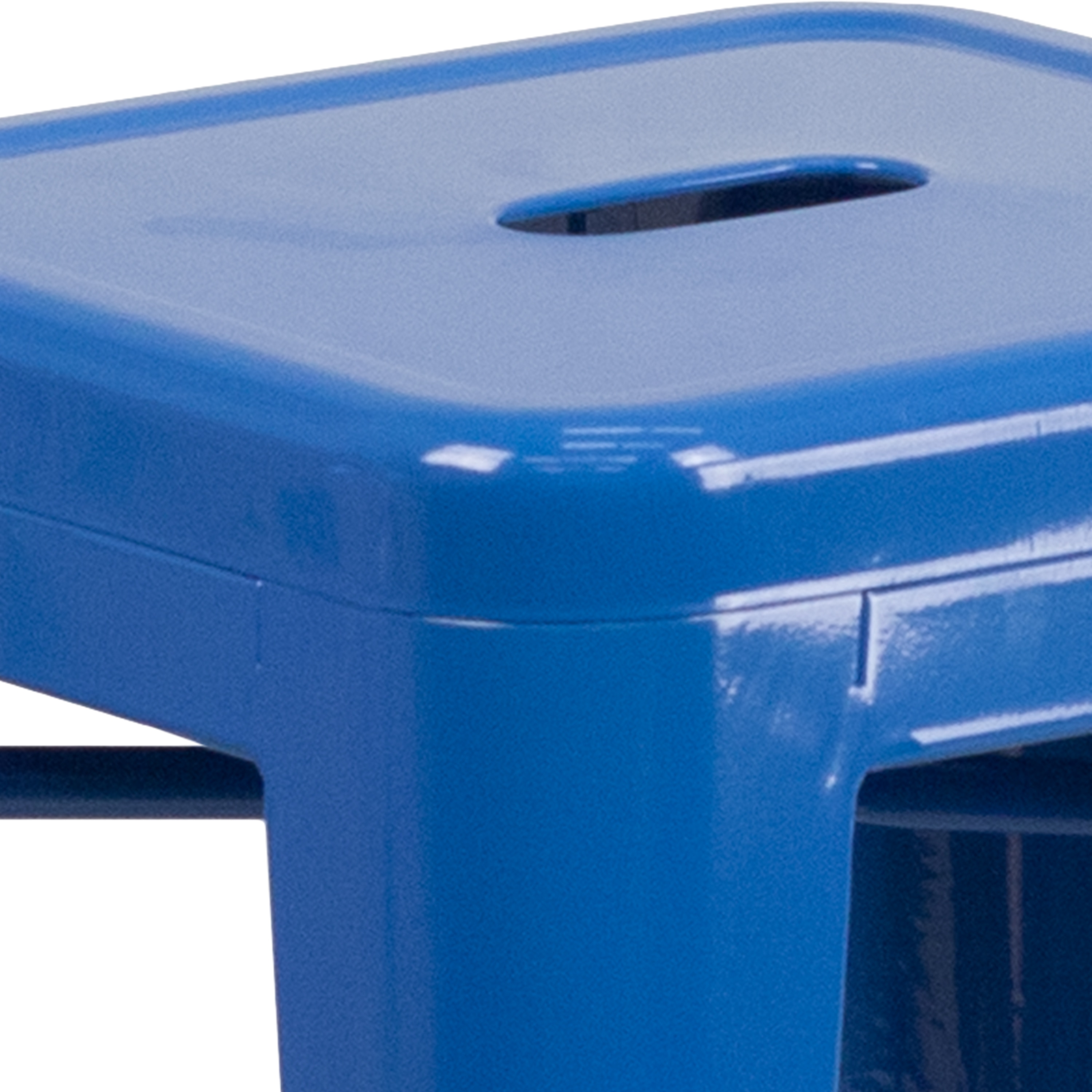 24" Blue Metal Backless Stackable Counter Stool