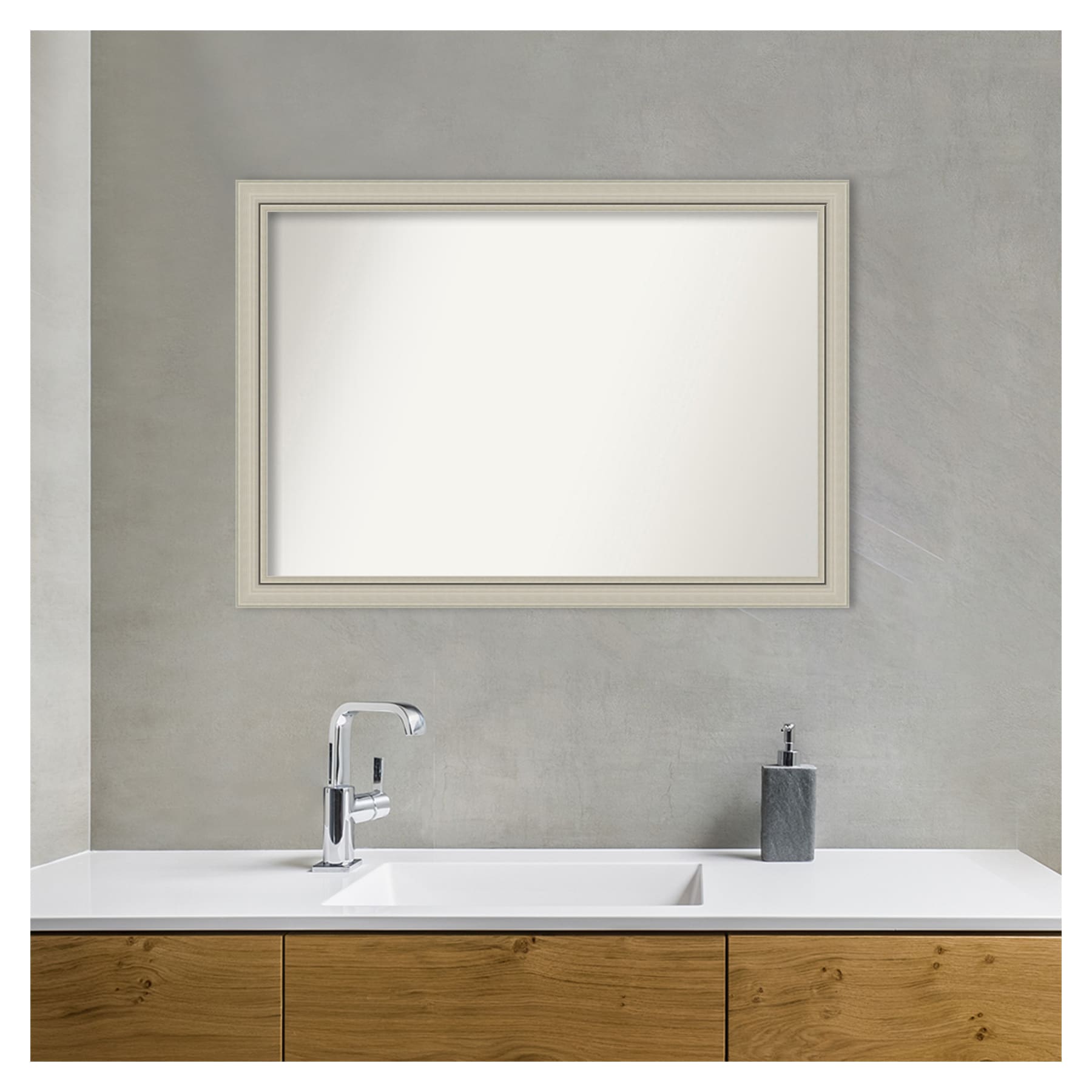 Romano Silver Narrow Wood Framed Full Length Bathroom Mirror