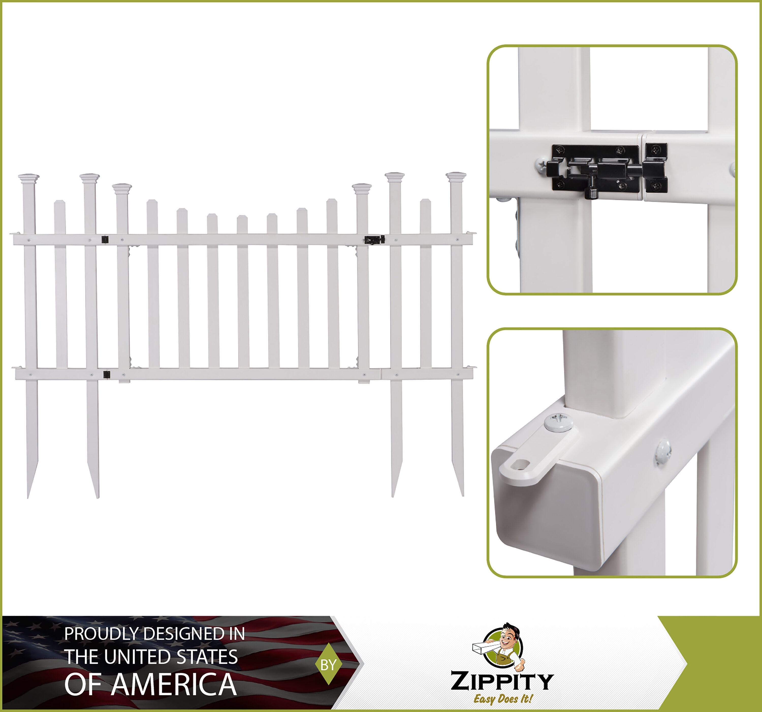 Madison White Vinyl 2.5-ft x 5-ft Garden Gate with Wings