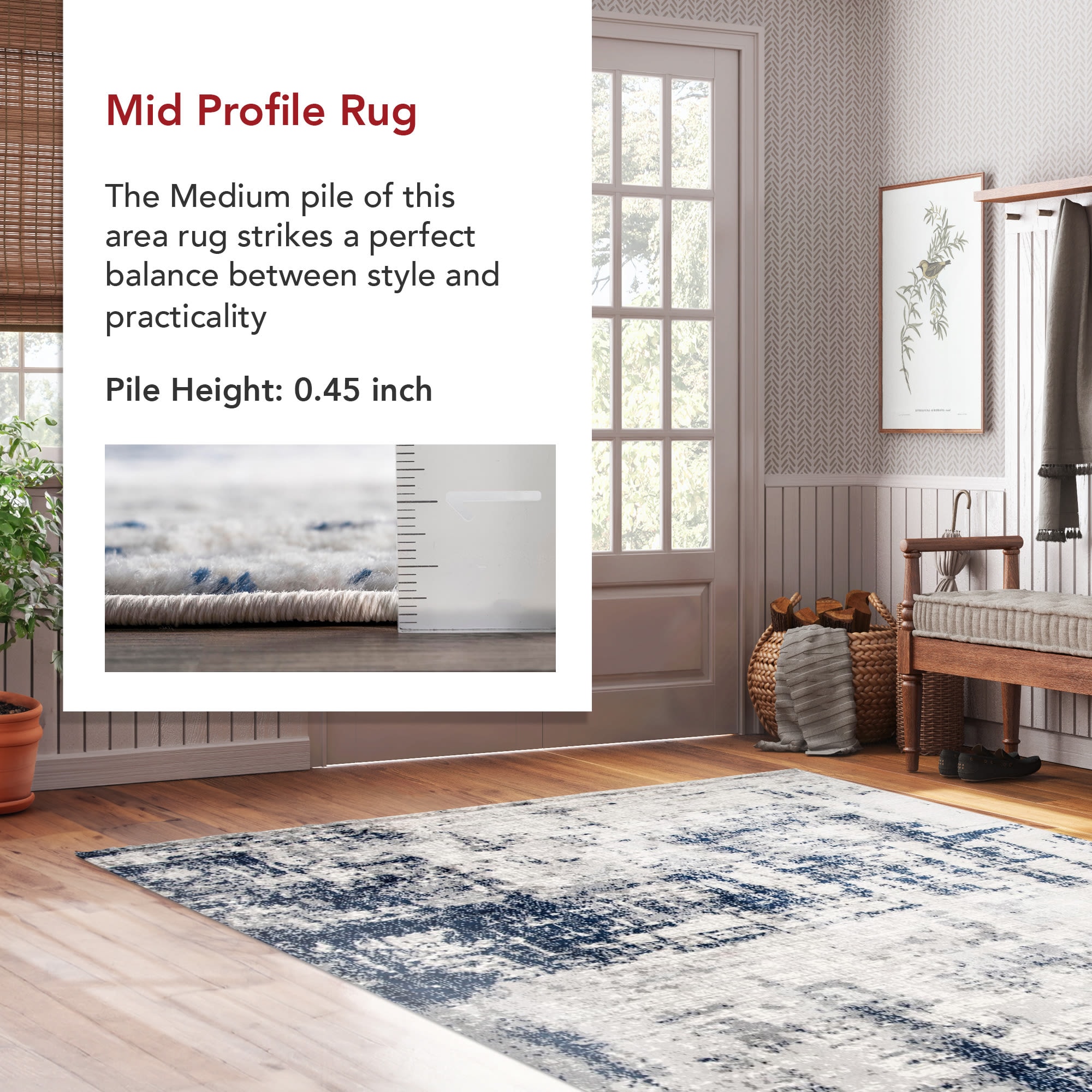 Madalynn Abstract Blue Synthetic 4' x 6' Area Rug