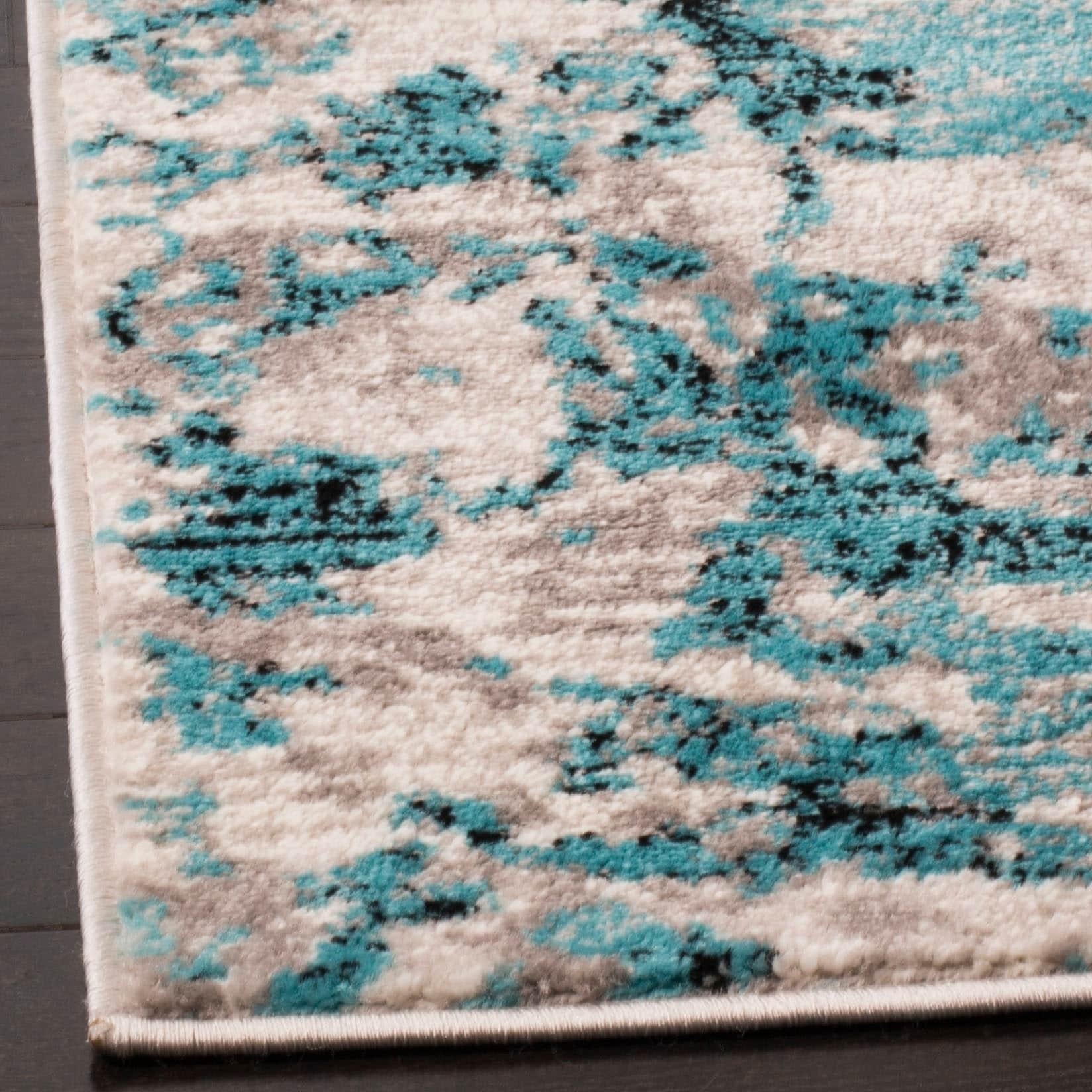 Skyler Blue and Ivory Medallion Runner Rug