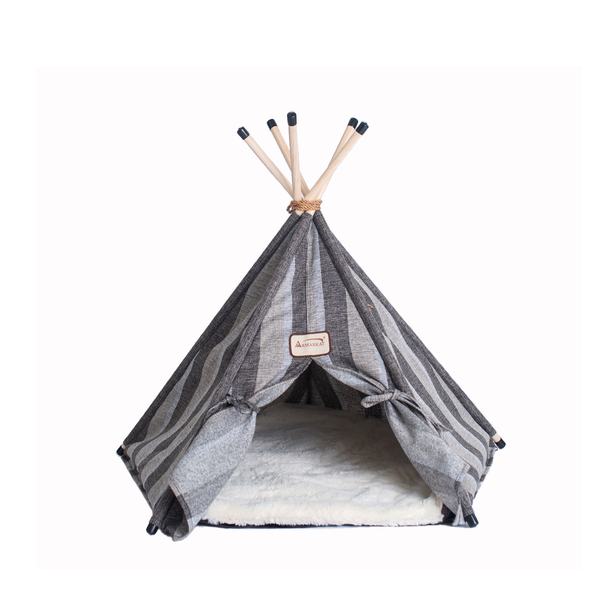 Armarkat C56HBS/SH Gray with strip Bolster Dog/Cat Bed ( Small )