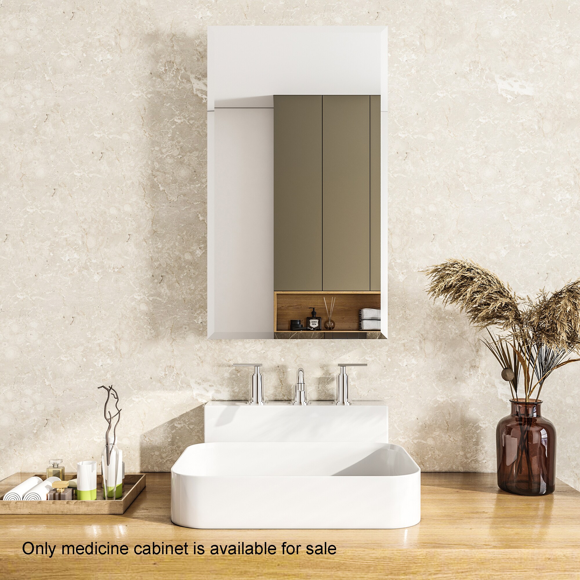 Forclover 15 in x 26 in Surface Recessed Mount Silver Mirrored Medicine Cabinet in Light ASM JG1526