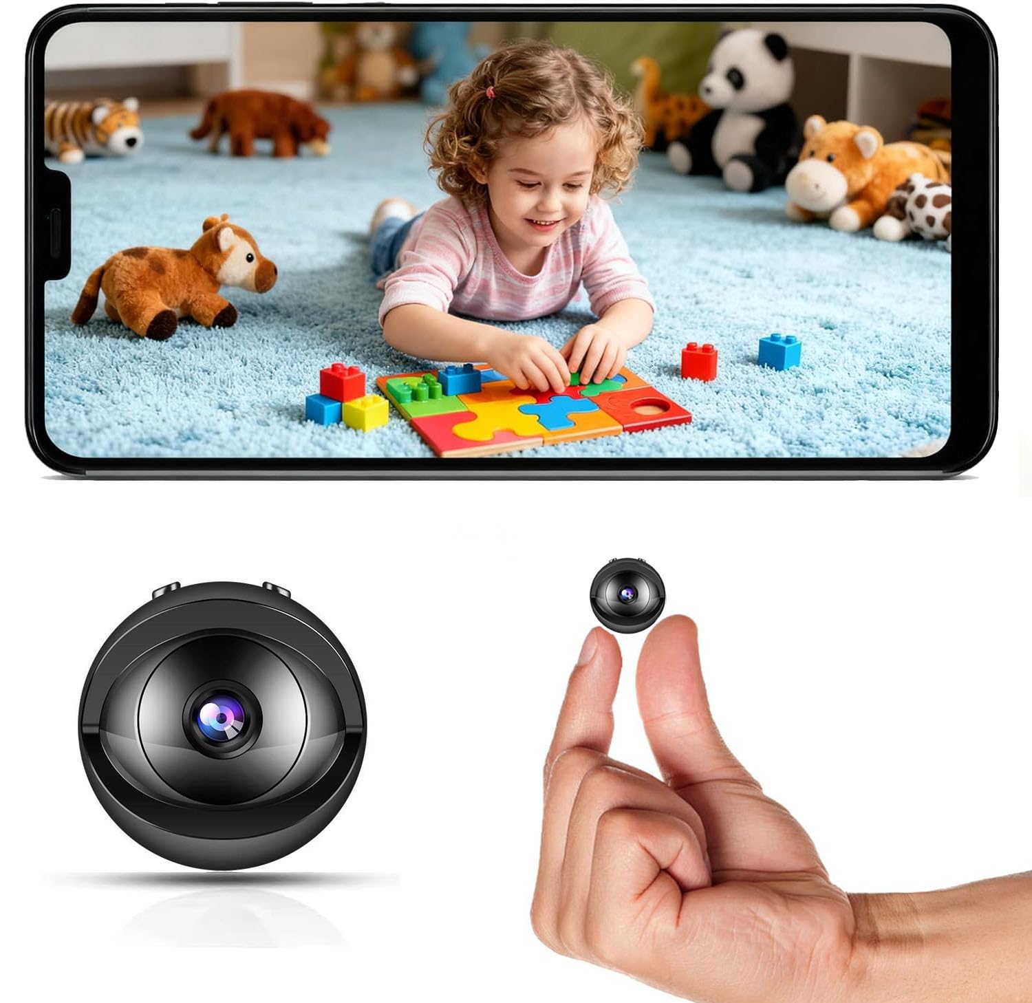 Adrinfly  2026 WiFi Mini Camera 1080P Wireless Indoor Security Surveillance Camera with 150 Degree Wide Angle and Motion Detection App Control