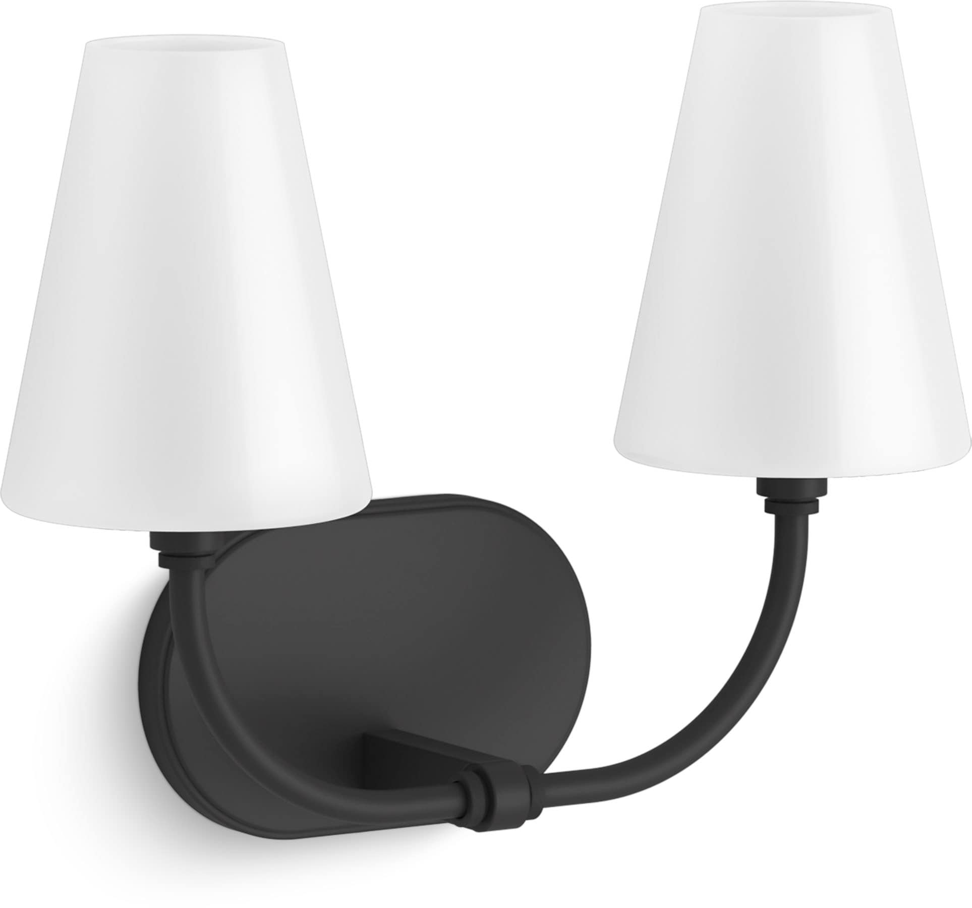 KOHLER 32256-SC02-BLL Kernen by Studio McGee 15.19-in W 2 -Light Matte Black Transitional Wall Sconce