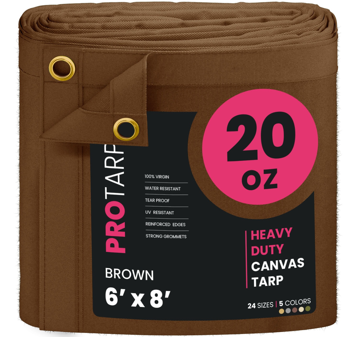 PROTARP PT-402-6X8 6-ft x 8-ft Brown Waterproof Standard Polyester 36-mil Tarp