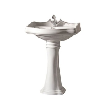 WS Bath Collections Heritage WSBC Pedestal Sink Combo in Ceramic White with 3 Faucet Holes WS Bath Collections Heritage WSBC Pedestal Sink Combo in Ceramic White with 3 Faucet Holes
