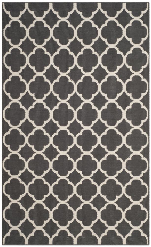 Safavieh MTK725E-5 Montauk Kure 5 x 8 (ft) Cotton Dark Gray/Ivory Rectangular Indoor Trellis Area rug