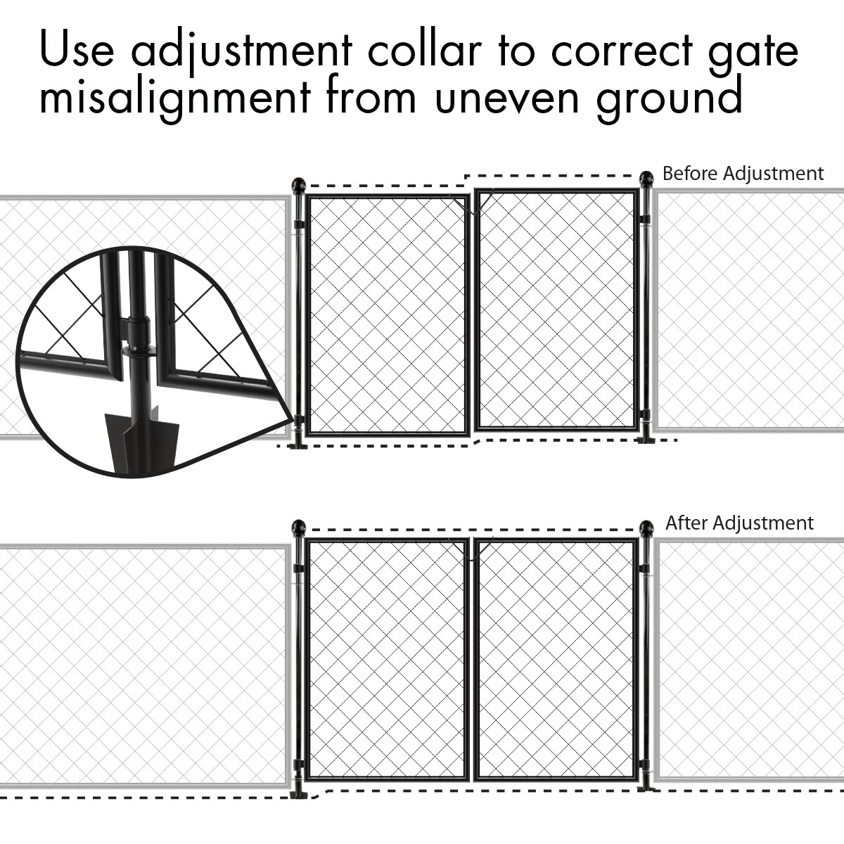 YARDLINK Diamond Grid No Dig Fence x 4-ft W Black Steel Yard Fence Gate ...