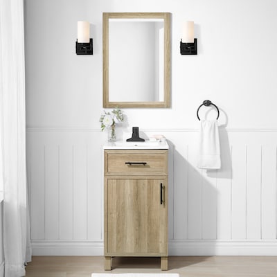 Nature Oak Single Sink Bathroom Vanity, What Size Mirror For 18 Inch Vanity
