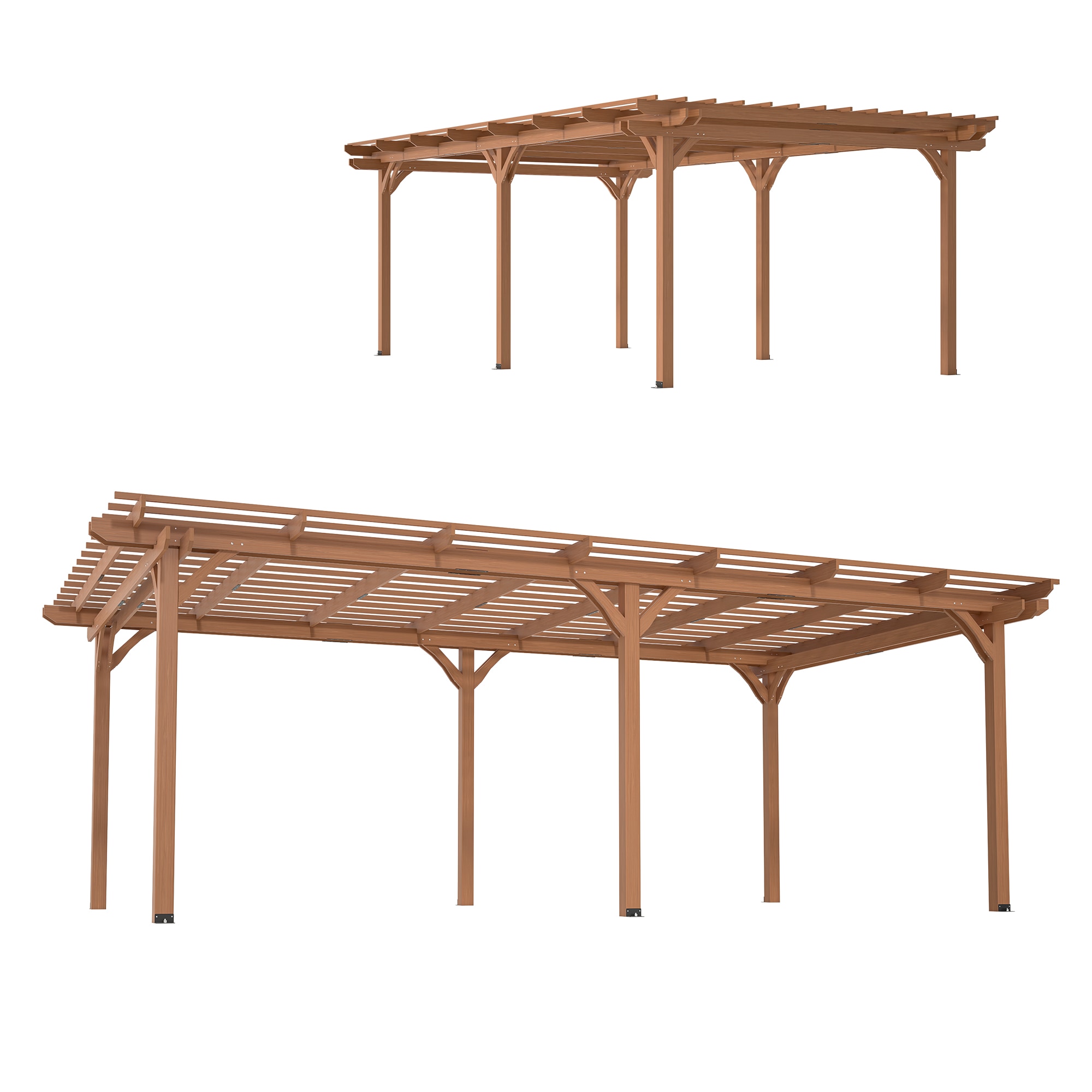 Forclover DASE-S00023 Grape pergola 16-ft W x 12-ft L x 7-ft 3-in H Brown Wood Attached Pergola
