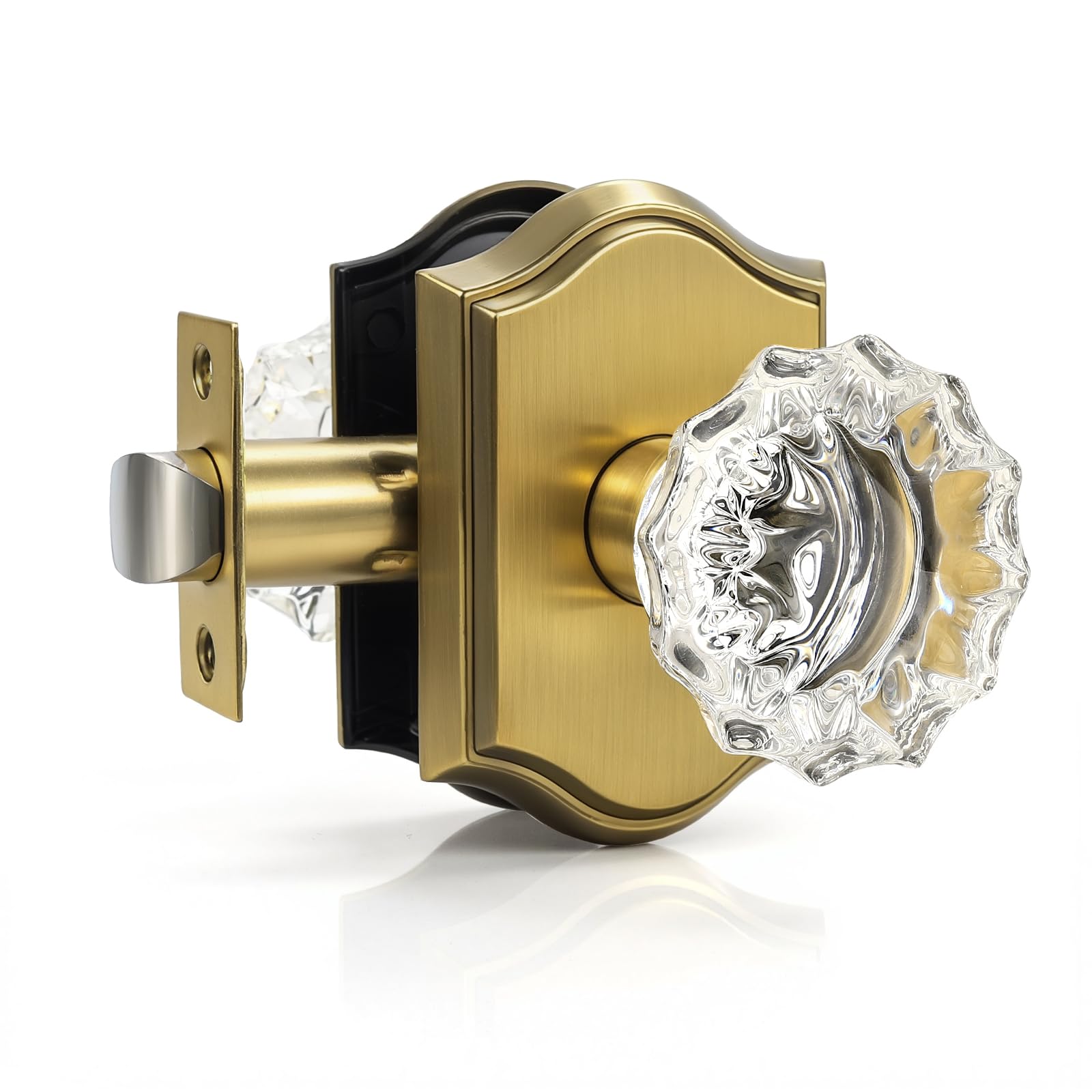 LILILIAN FMY  Octagonal Crystal Door Knobs Interior Glass Door Lock Antique Brass Finish Zinc Alloy 1 Pack Fits Standard Doors