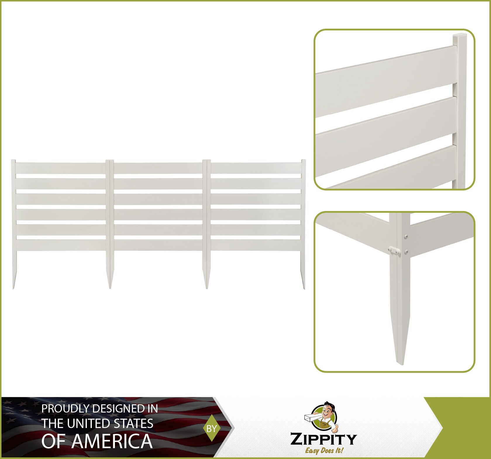 Maui 2-ft White Vinyl Square-Top Garden Fence Panels