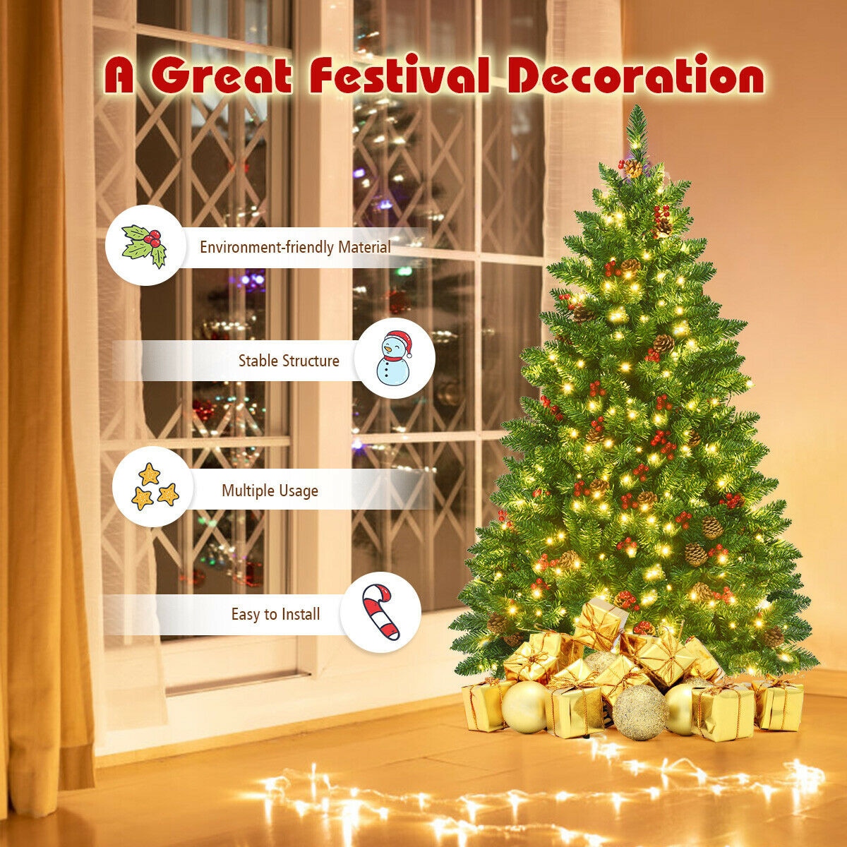 WELLFOR CM-HFY-22850US Artificial-Christmas-Trees - View #6