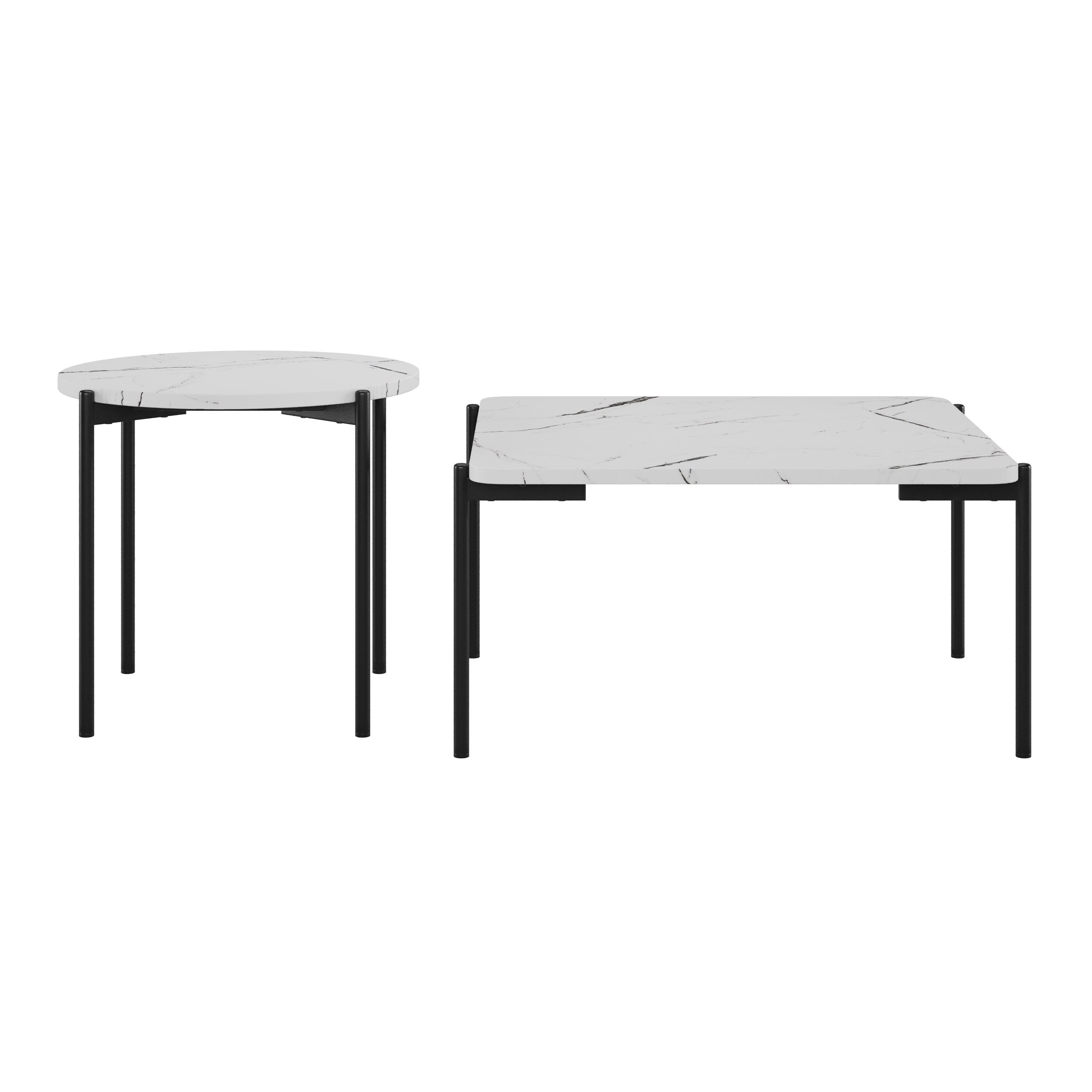 CorLiving LFF-242-C Arlo White Marbled Particleboard Modern Coffee Table