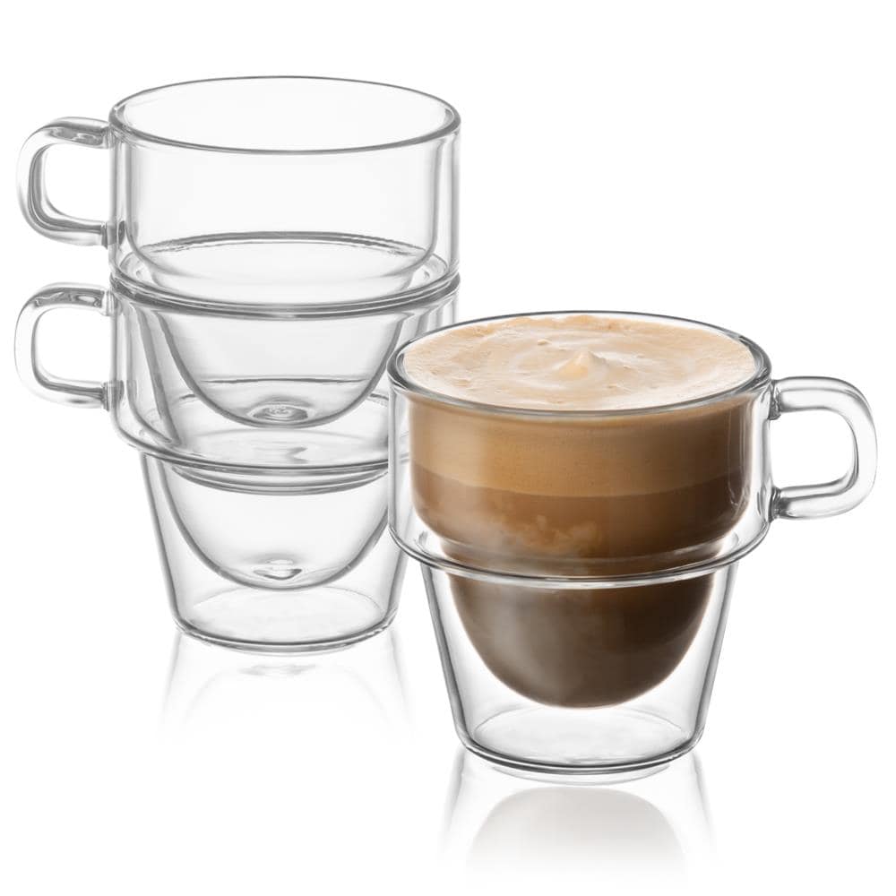 JoyJolt Set of 6 Clear Glass Coffee Tea Mugs with Handle 16 oz - Dishwasher  Safe - Comes in Elegant Gift Box in the Drinkware department at