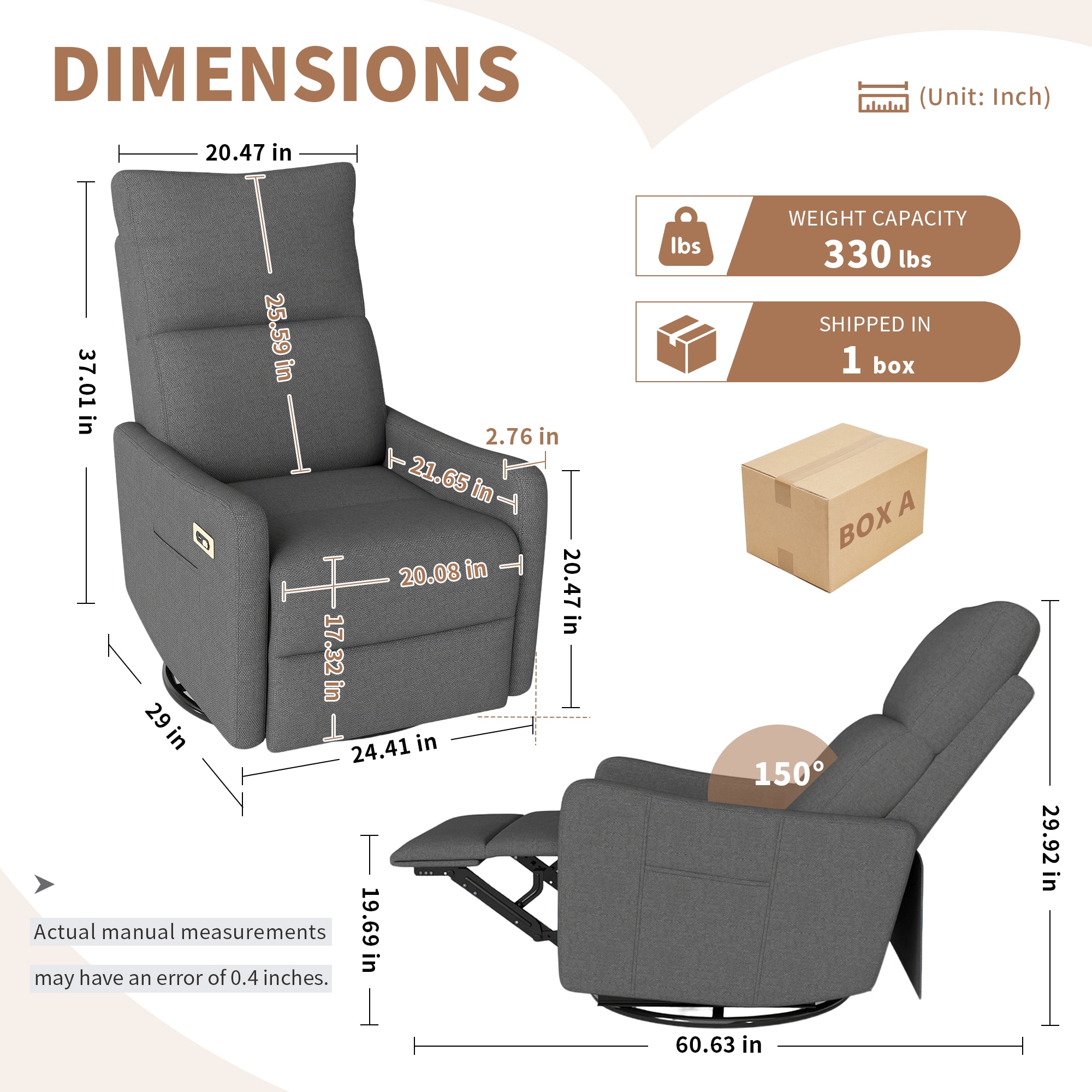 Homy Casa RE1028-04-GY recliners - View #4