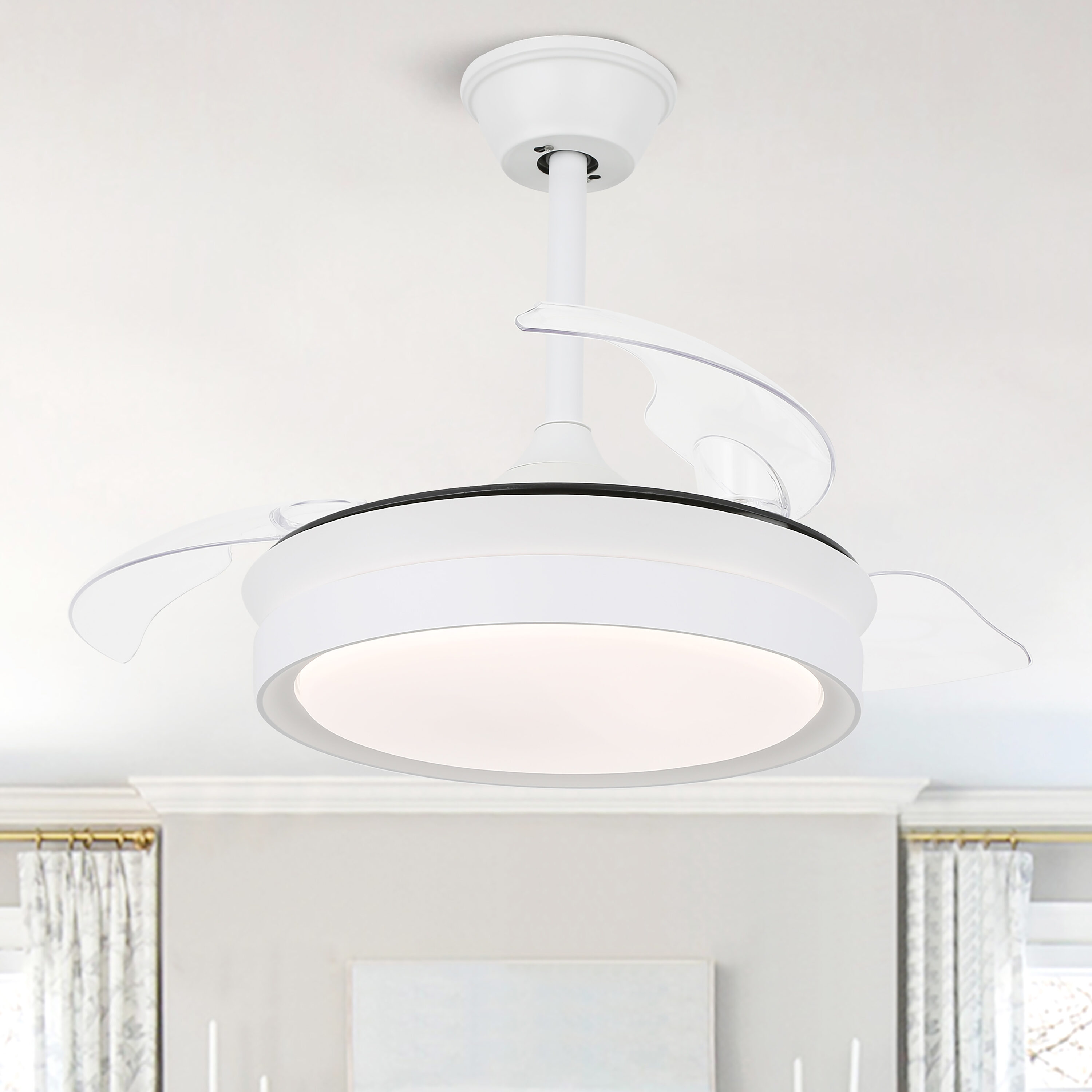 Cusp Barn DC3605-W DC3604 36-in Color-Changing White with Ceiling Fan With Light - Remote Included ( 3 -Blade )