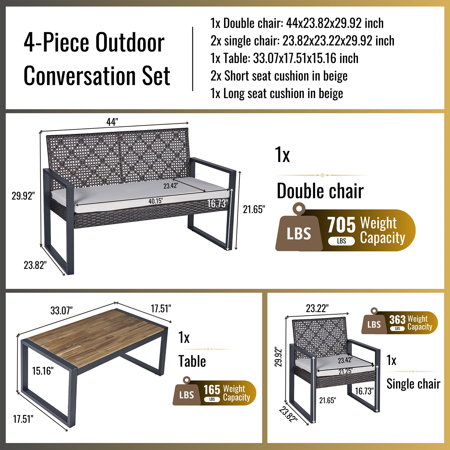 Mondawe MO-BEF49819 Patio-Conversation-Sets - View #11
