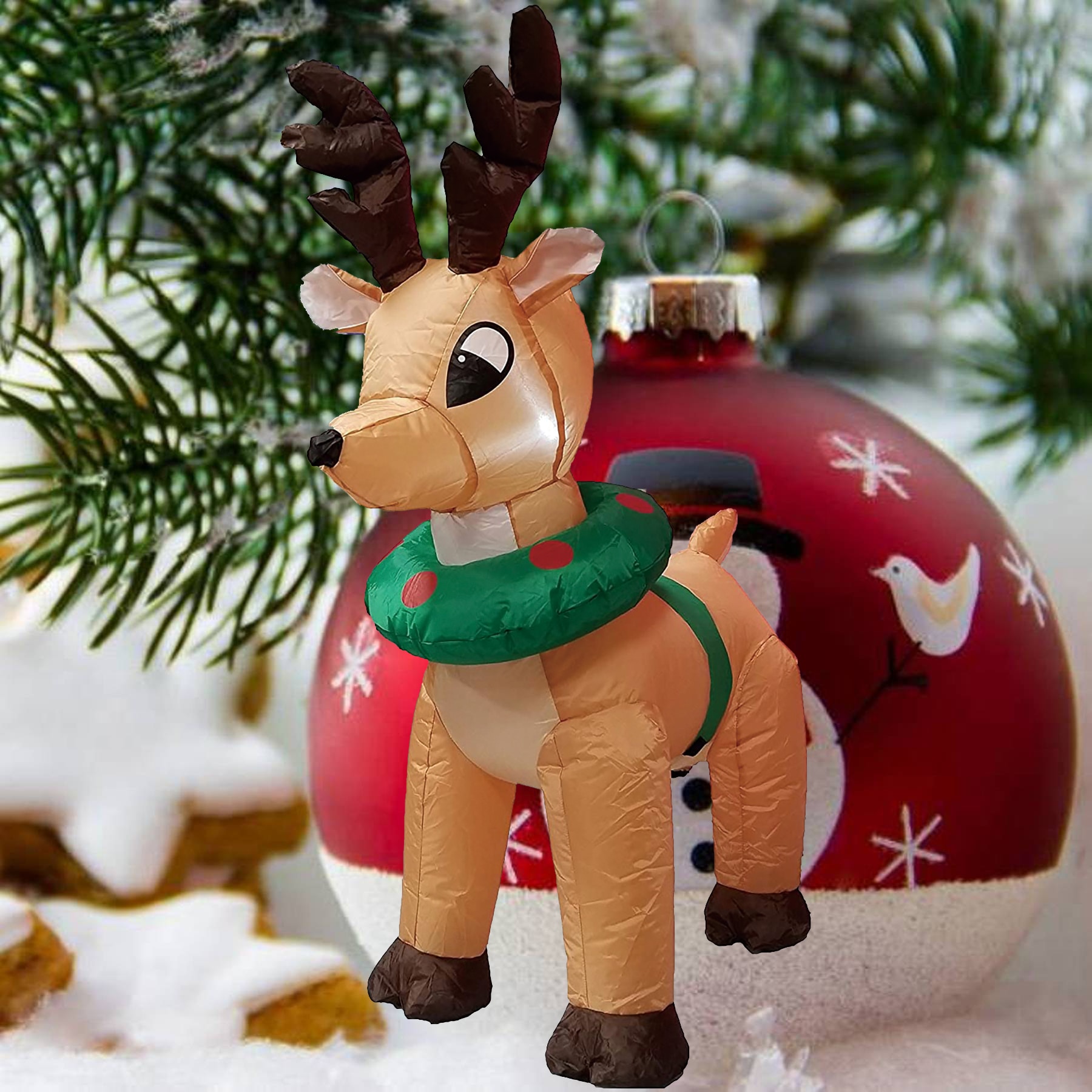 SUPERHUNTER 4 Ft Lighted Reindeer Christmas Inflatable In The Christmas   63530273 