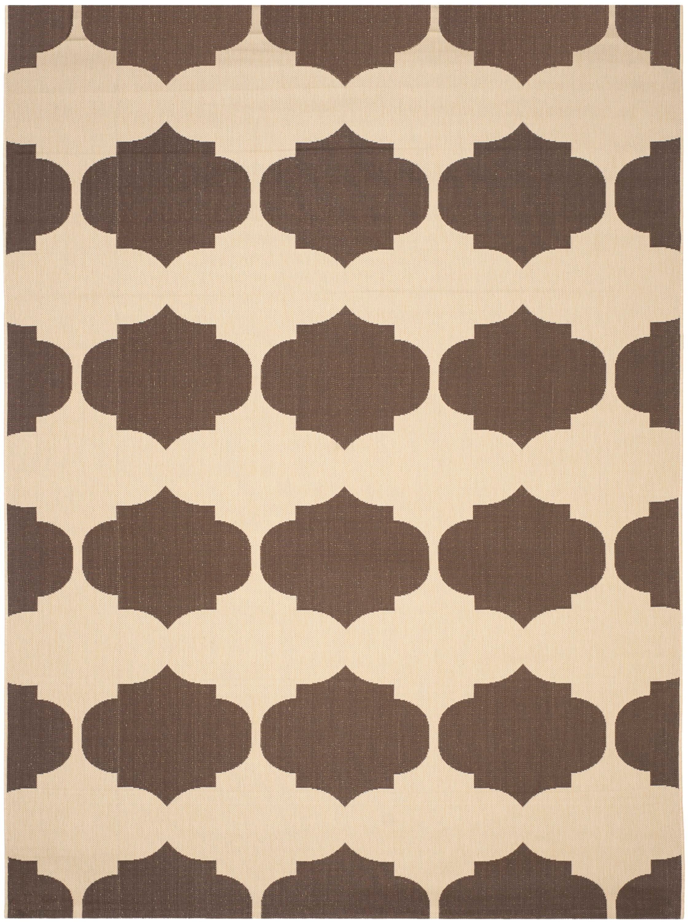Safavieh CY6162-402-8 Courtyard Hani 8 x 11 (ft) Loomed Polypropylene Beige/Chocolate Rectangular Indoor/Outdoor Abstract Area rug
