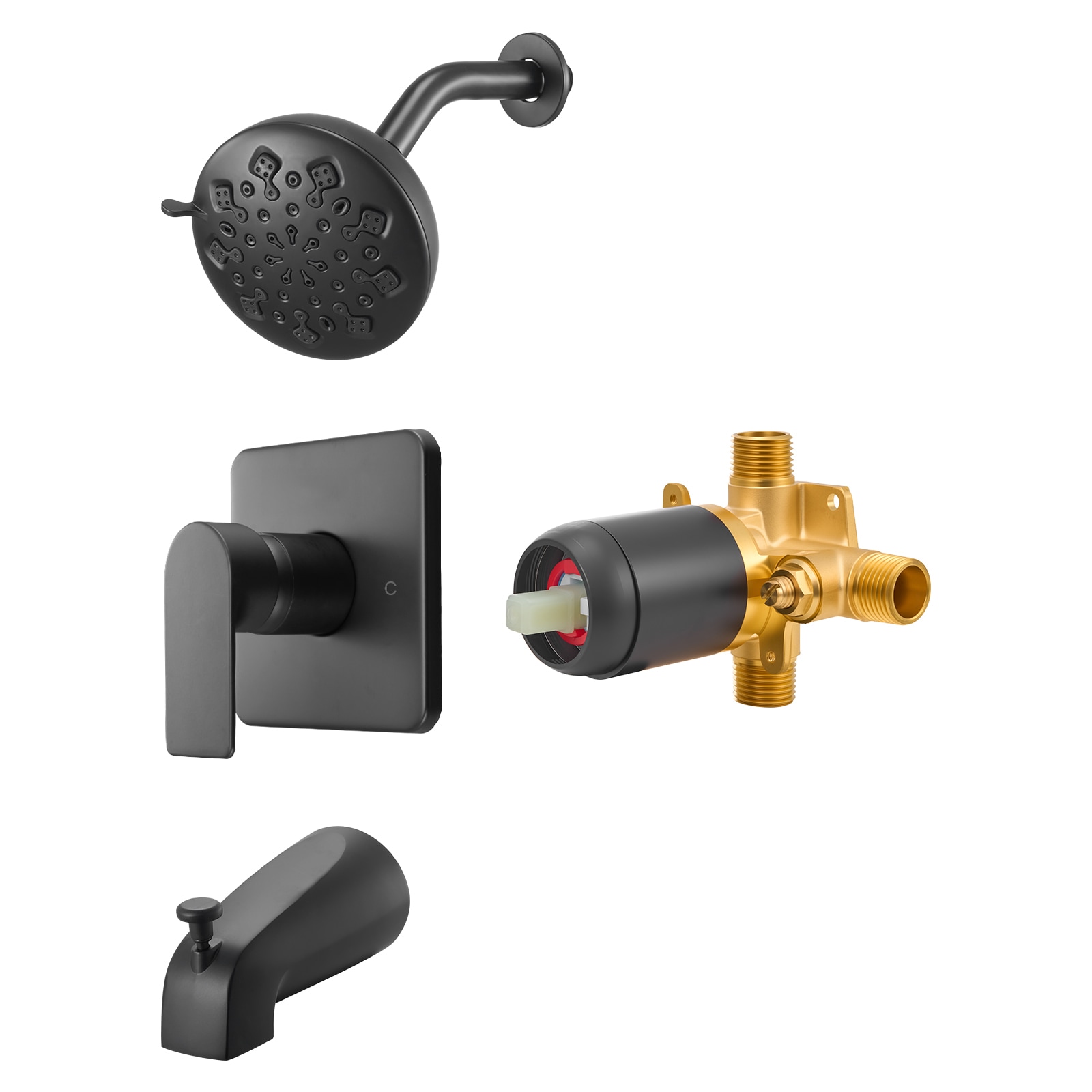 VEVOR - Tub and Shower Faucet Set  5-Inch Rainfall Shower Head and Bathtub Spout  Complete Single...