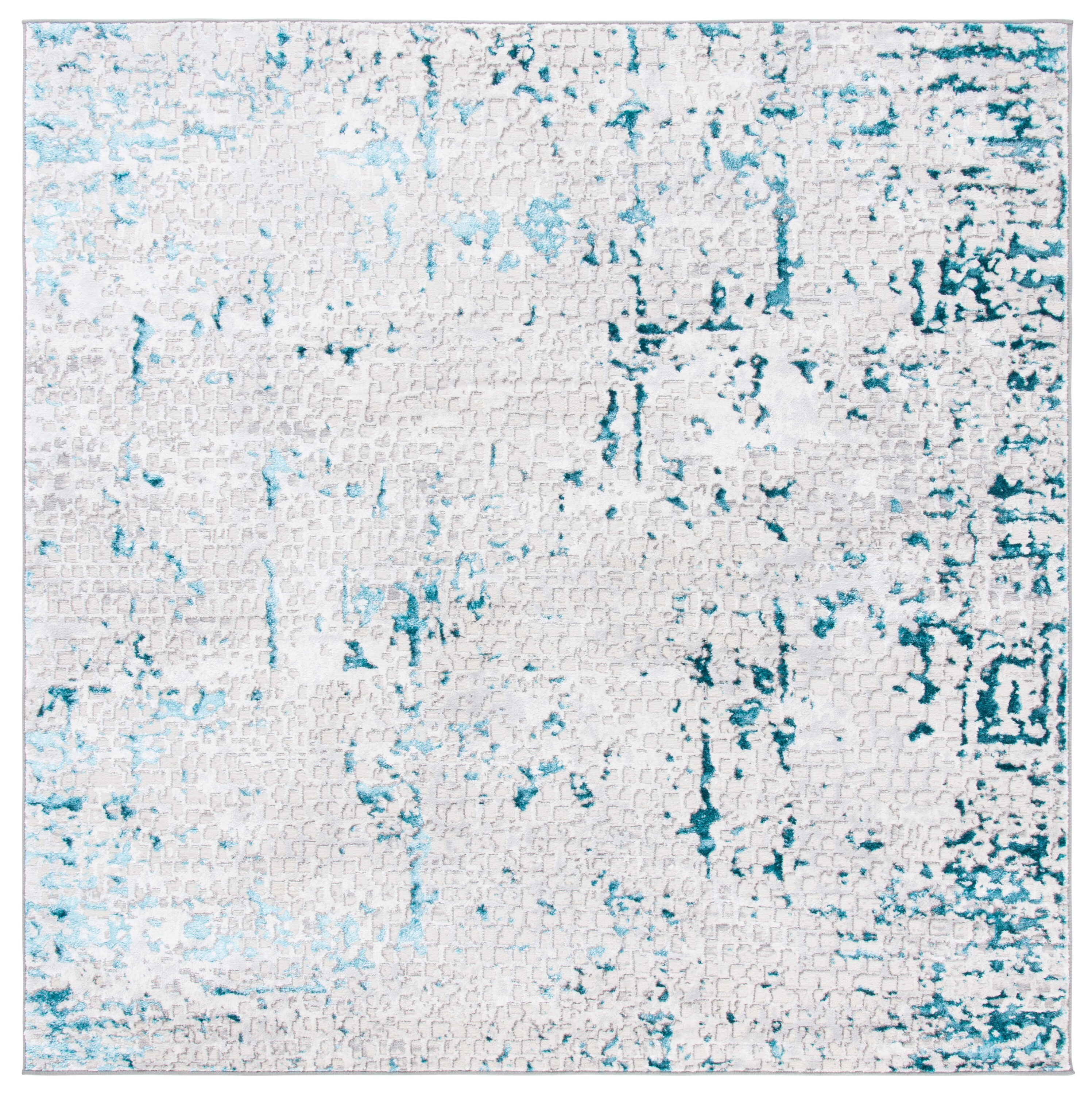 Safavieh ALA254H-7SQ Amelia Genesia 7 x 7 (ft) Loomed Synthetic Gray/Turquoise Square Indoor Distressed/Overdyed Vintage Area rug