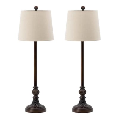 morgen leerling Polijsten A&B Home A and B Home 32.8 in H Drum-Shaped White and Brown Resin/Fabric Table  Lamp (Set of 2) for Nightstand, Dresser, Living Room, Bedroom, Foyer,  Entryways, Kids Room, Dining Room in