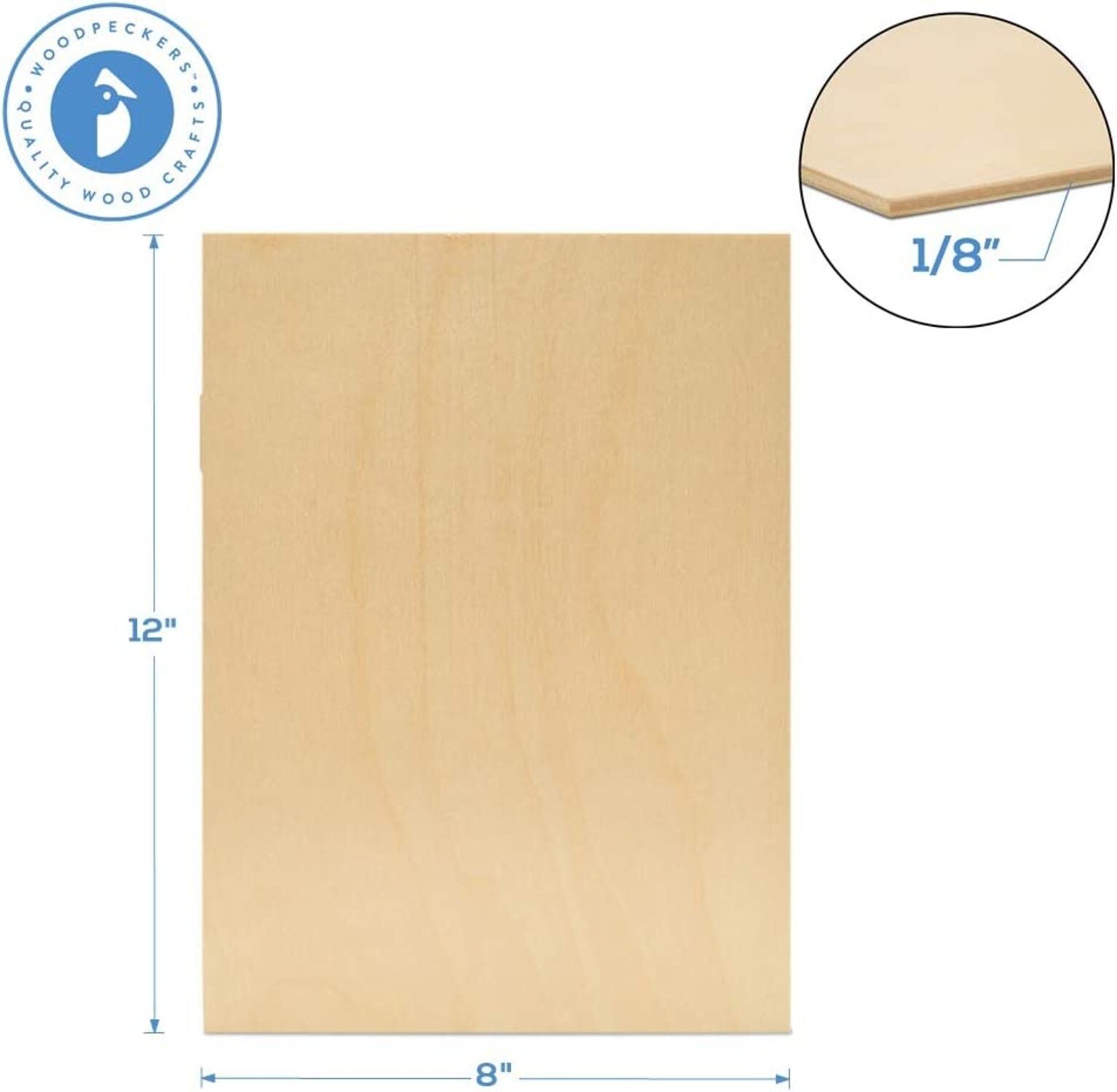 Frylr 12*12*1/8 Thickness Premium Baltic Birch Plywood, 3mm Unfinished Wood A/A Grade (Box of 8) Perfect for Wood Crafts, Las 3-8