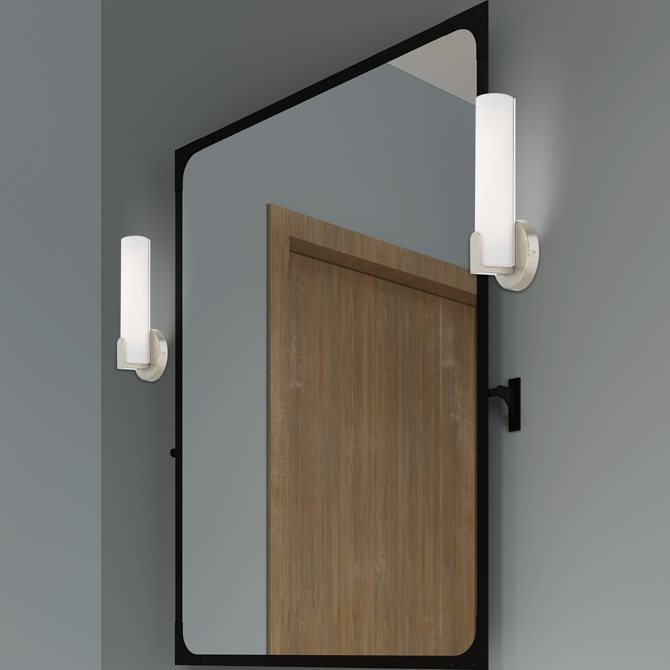 Lund 10W LED Brushed Nickel Wall Sconce with Satin White Shade