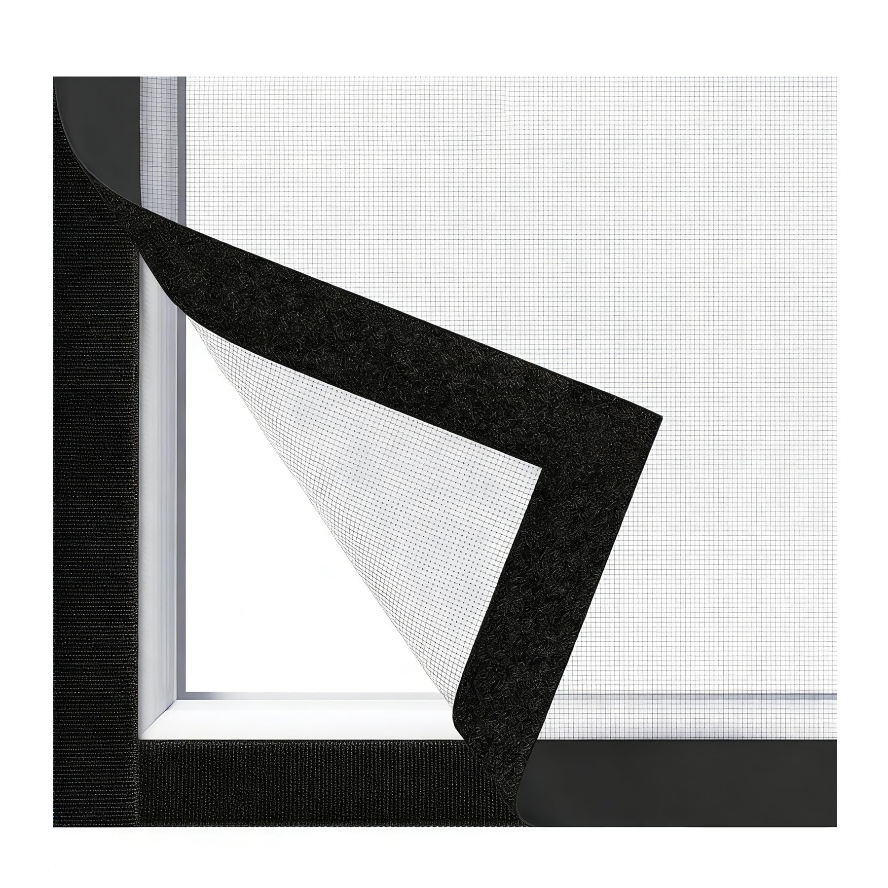 Aoibox  DIY Cut to Fit Window Screen with Self Adhesive Hook and Loop Edging 47 x 78 in Black Mesh Fits Windows