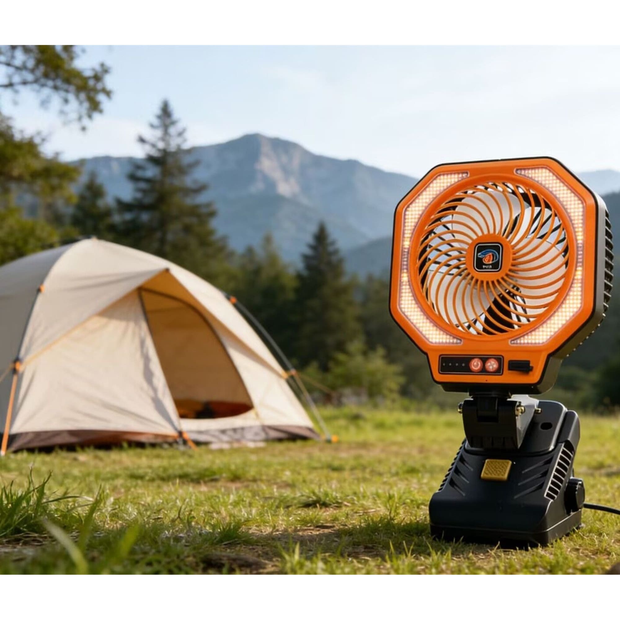 OGETFUUR 3 Speed Rechargeable LED Camping Fan with USB for Tent Outdoor Activities Powerful Portable Fan Silent Operation