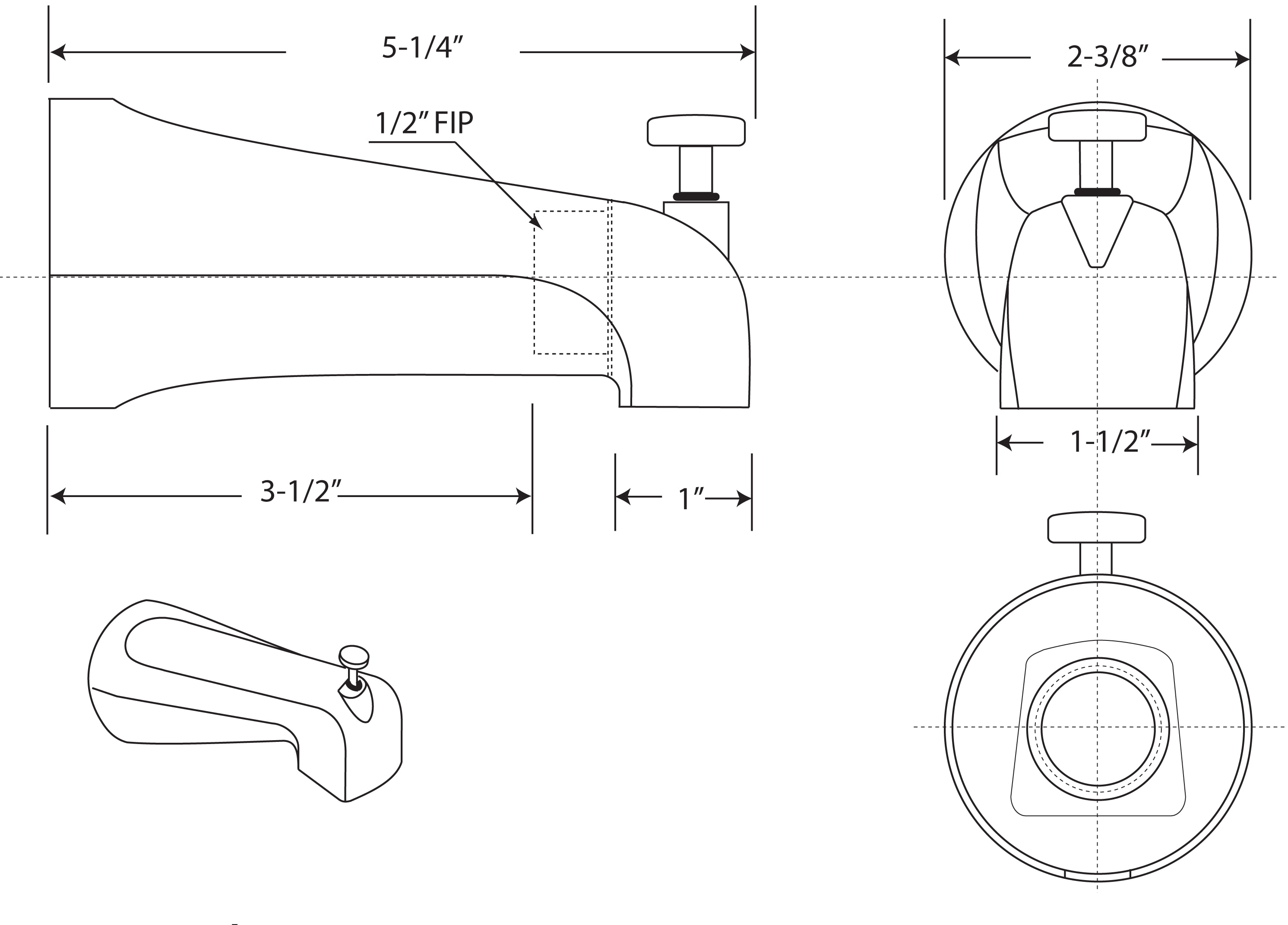 WESTBRASS E531D-1F-62 Tub-Spout - View #2