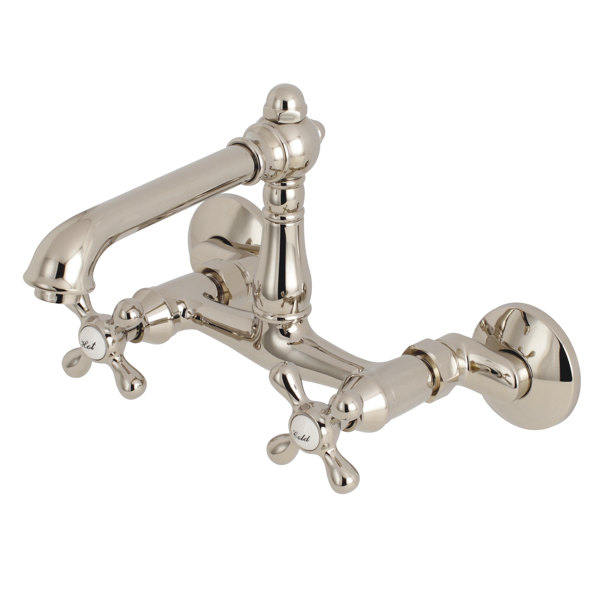 Kingston Brass WLKS7226AX English Country Polished nickel Double Handle Wall-mount Kitchen Faucet