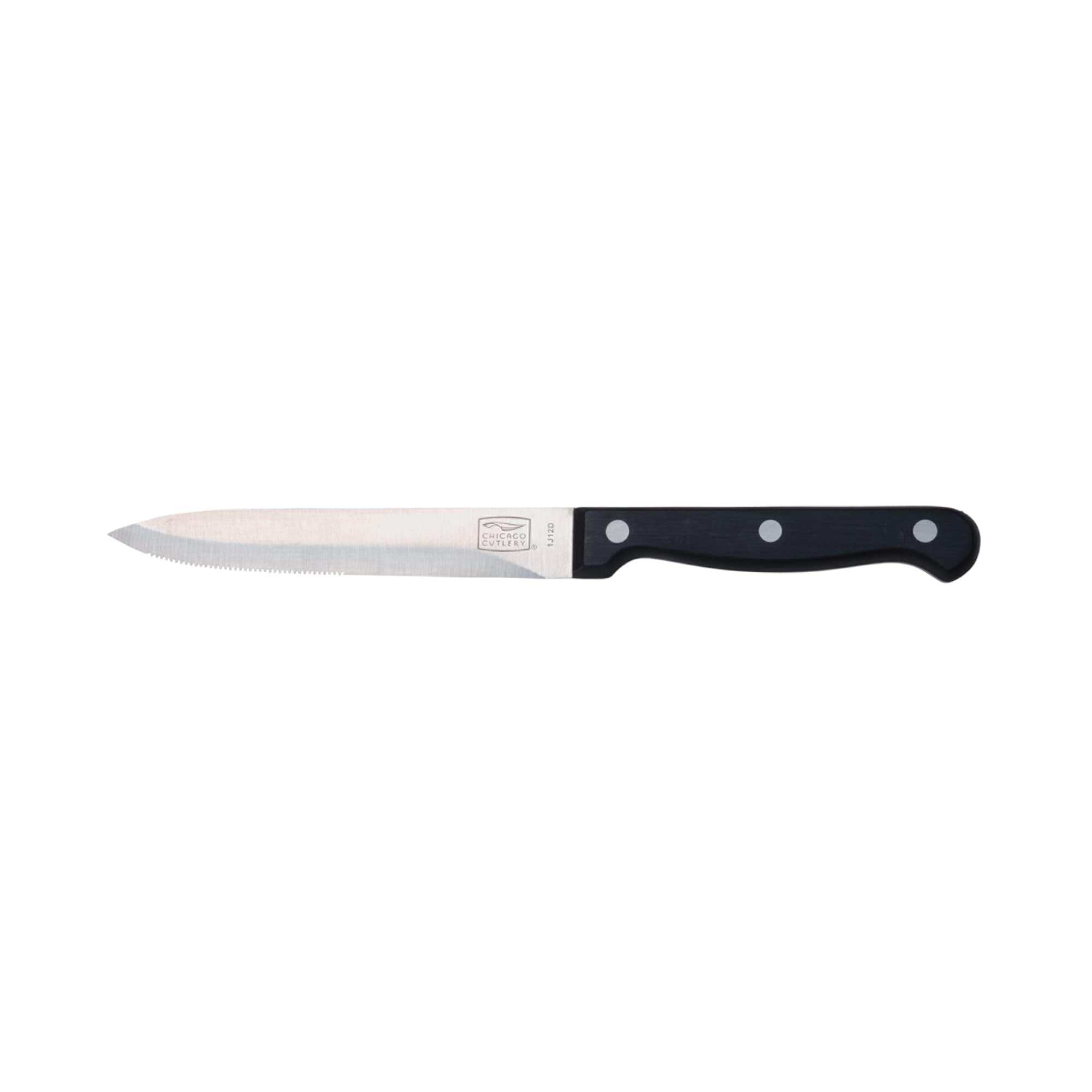 Chicago Cutlery  Essentials 4-3/4-Inch Serrated Utility Knife Stainless-Steel Blade Black Polymer Handle