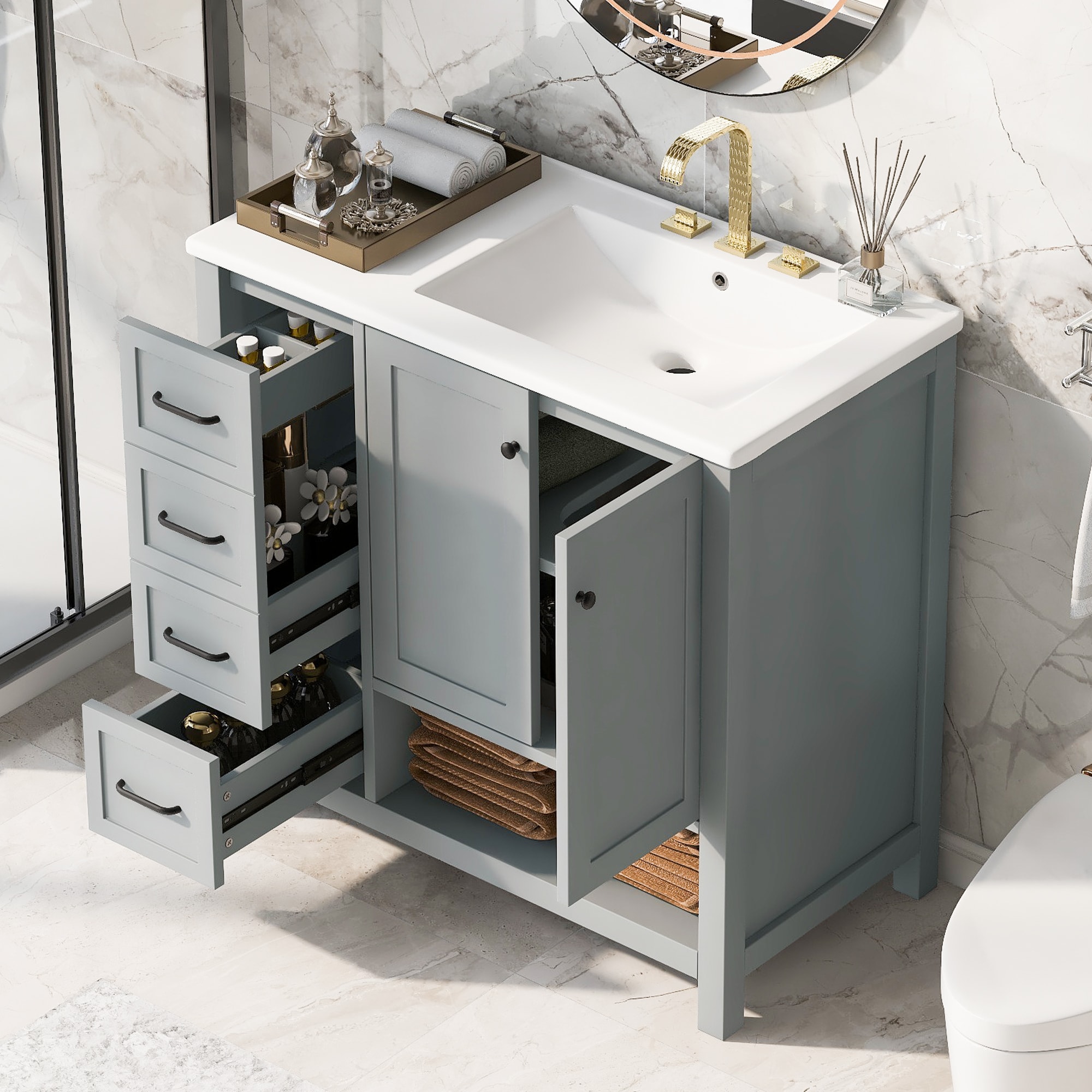 WELLFOR NIE-M5TP988 Bath-Vanity-Combo - View #2