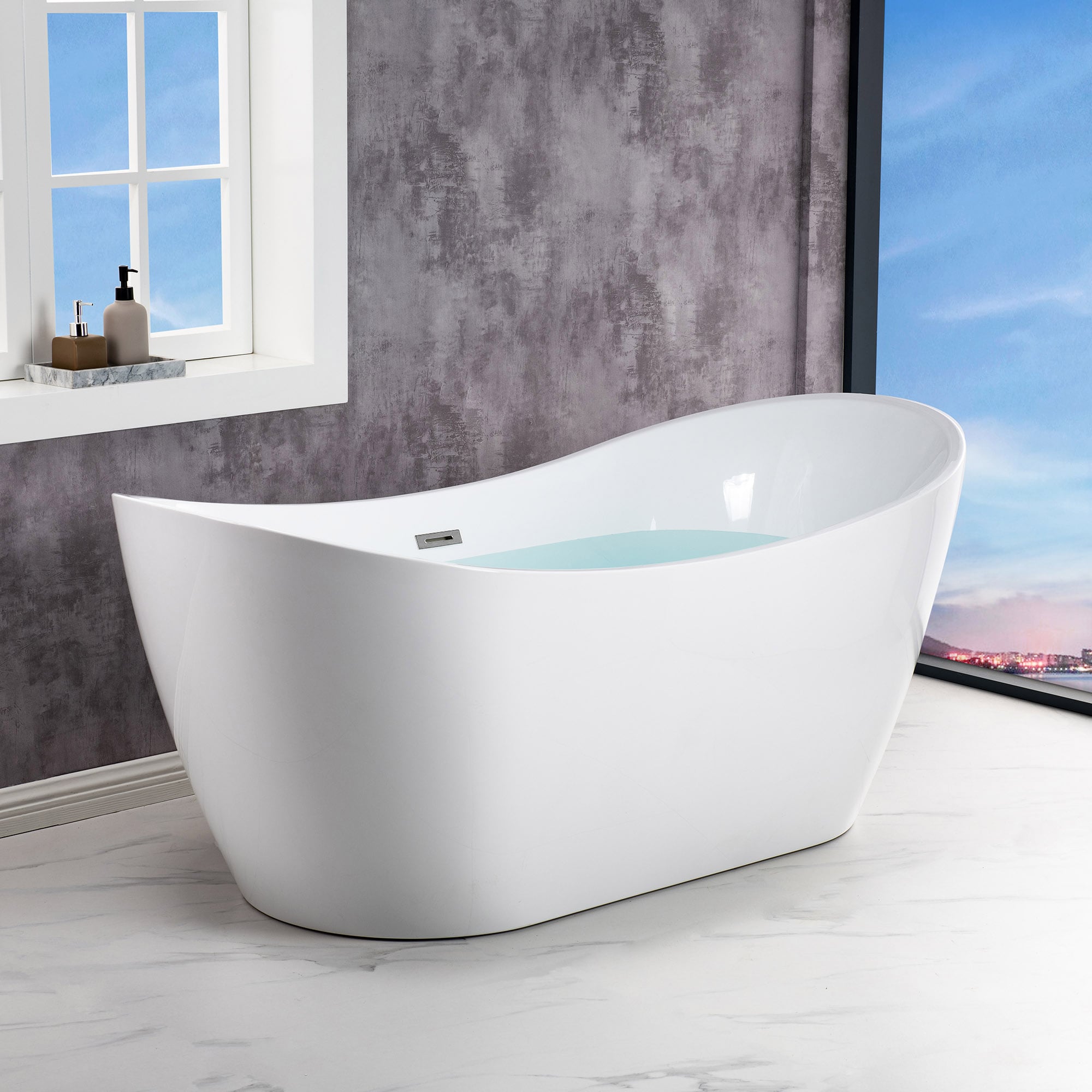 Woodbridge Harden 31.5-in x 67-in White with Polished Chrome Trim ...