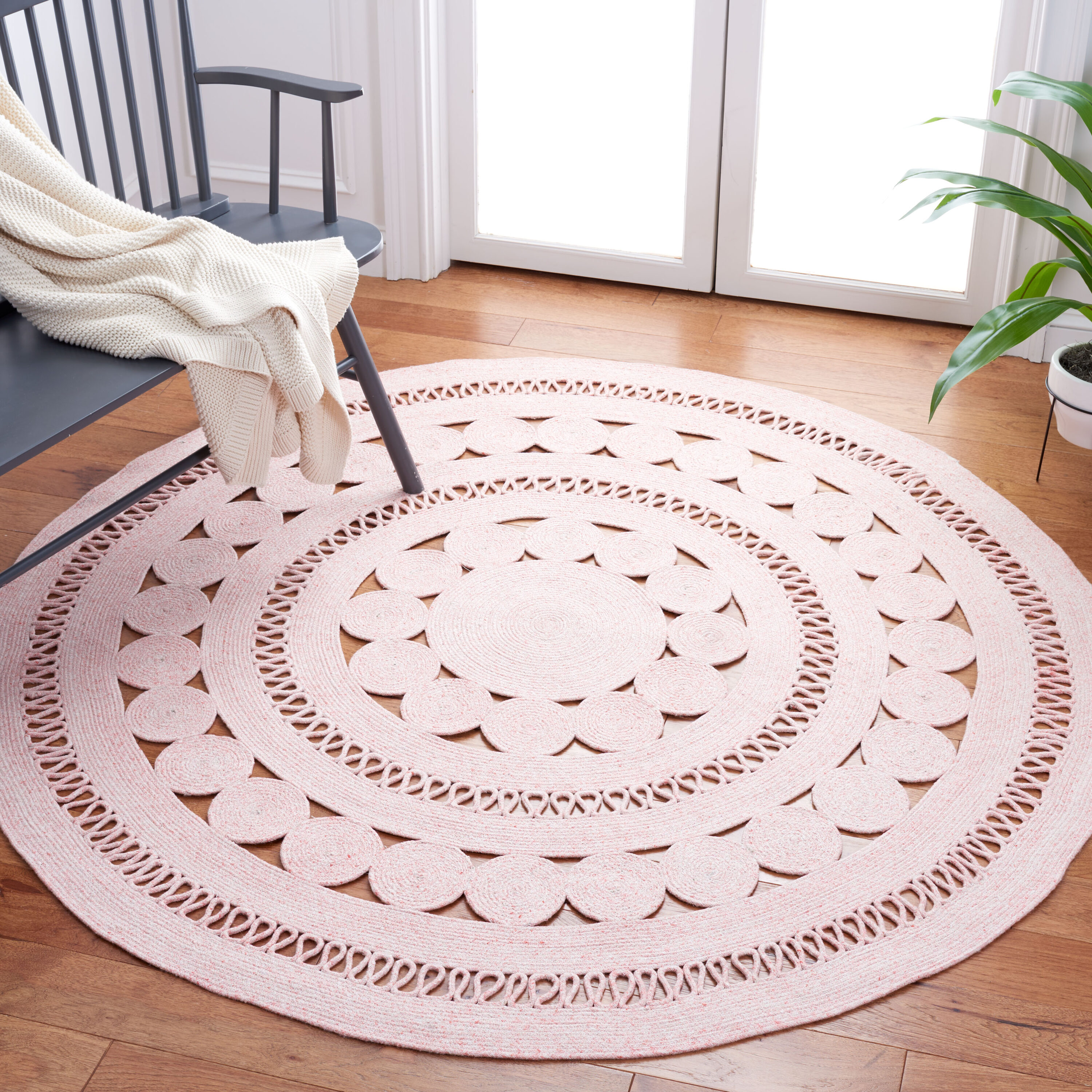  Cape Cod 222 Pink Bohemian 6ft x 6ft Round Rug