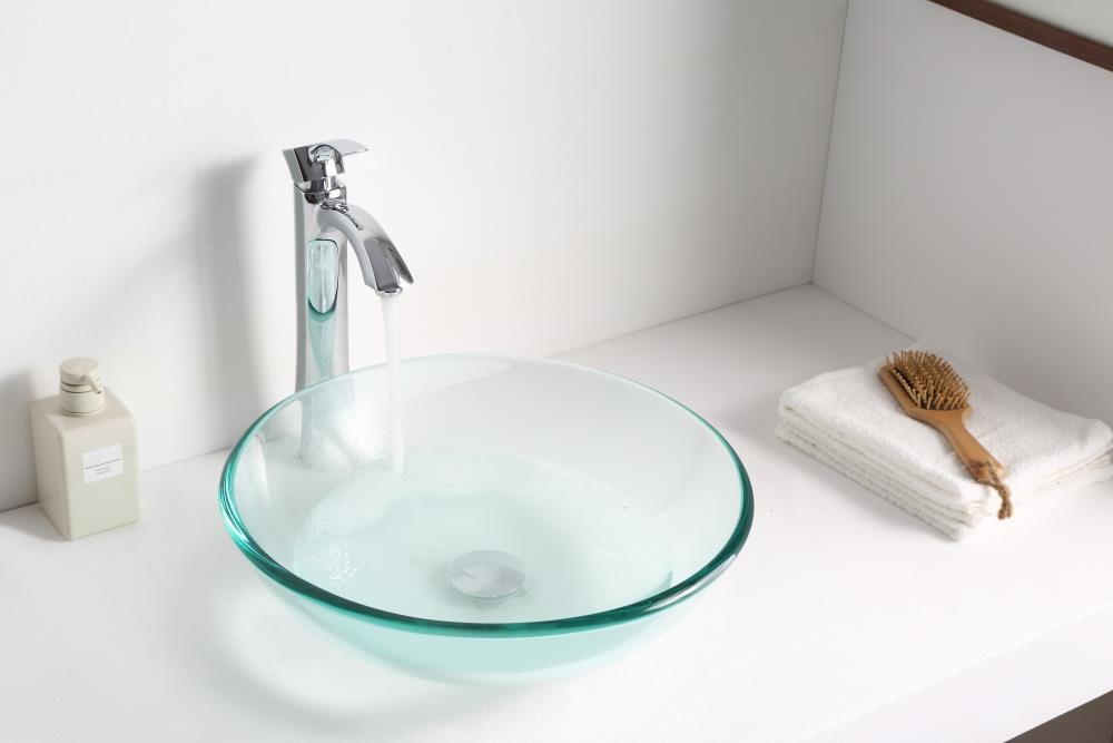 Lustrous Clear Round Glass Above-Counter Vessel Sink