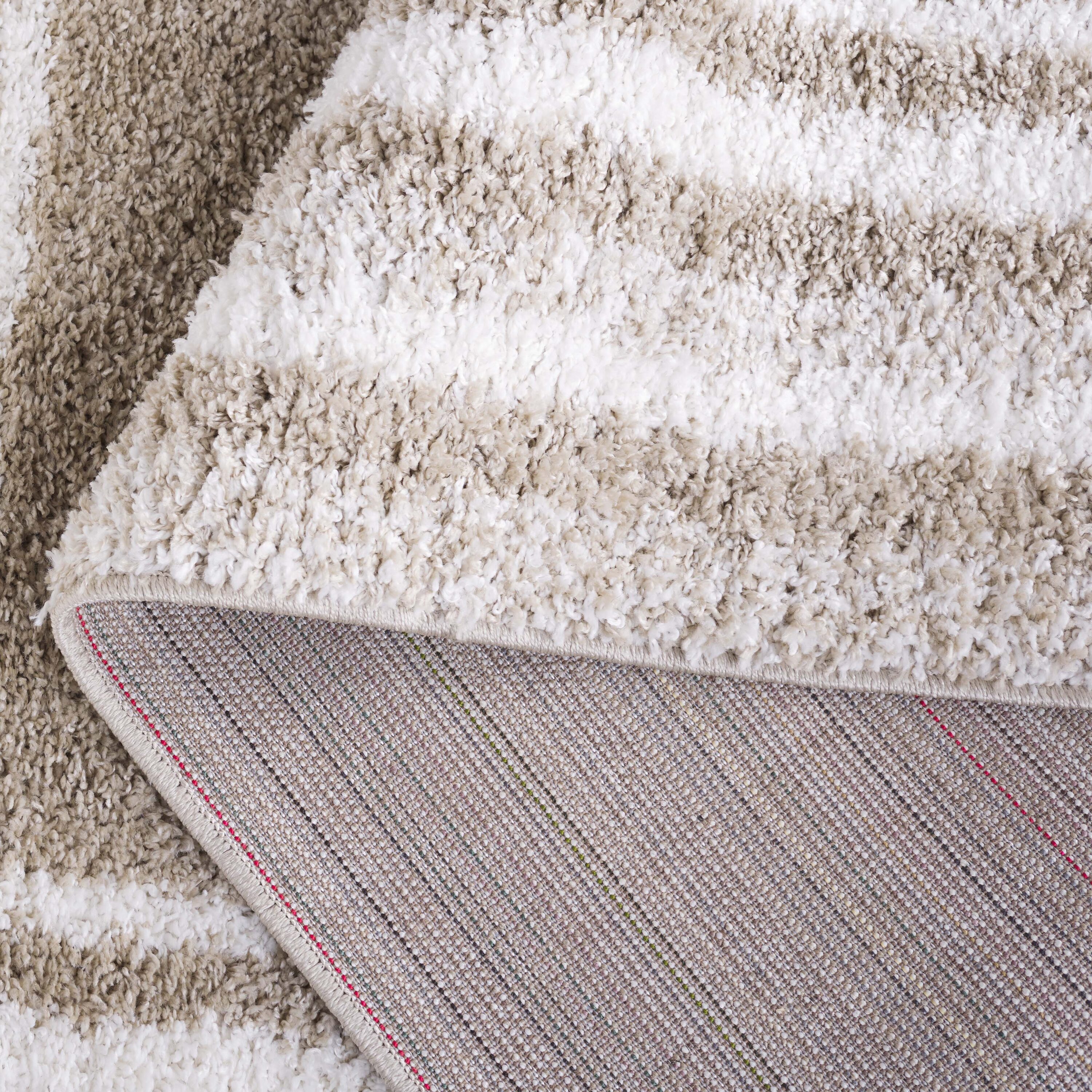 Ivory and Beige Rectangular Tufted Shag Area Rug