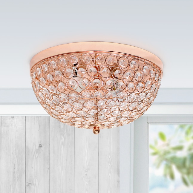 Elegant Designs Elipse Crystal 2-Light 13-in Rose Gold Flush Mount ...
