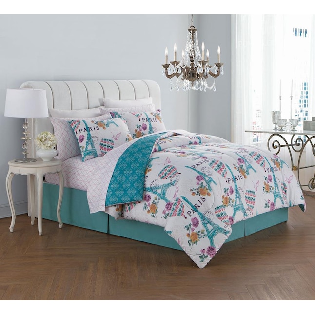 Orchid King Comforter, King Size Paris Themed Bedding Set