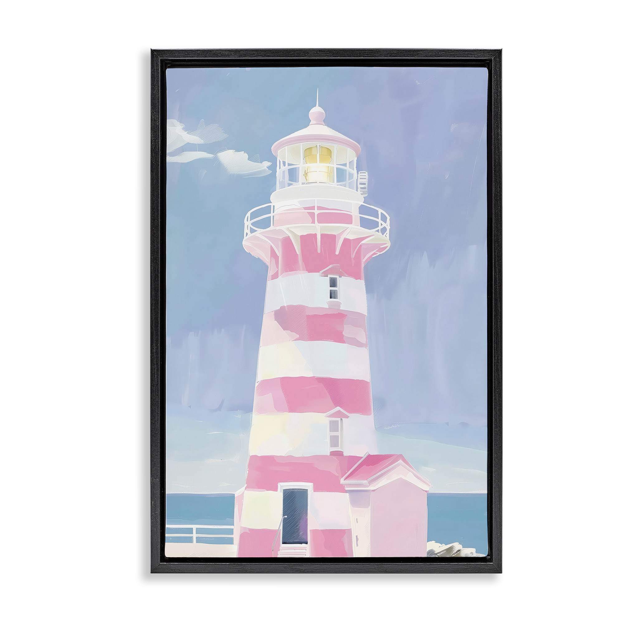 Stupell Industries BT-692-FFB-20X30 Muted Coastal Lighthouse Black Framed Floater Canvas Wall Art By Arlington Prints 21 x 31