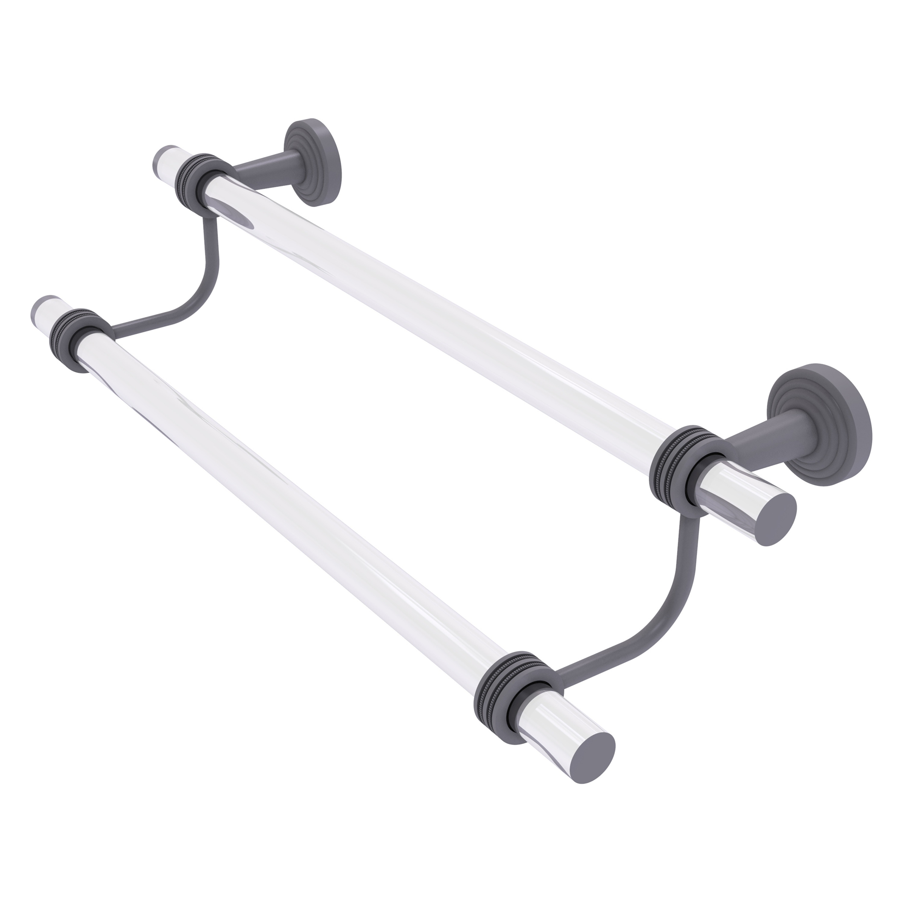 Allied Brass PB-72D-30-GYM Pacific Beach 30-in double Matte Gray Wall mount Double Towel Bar